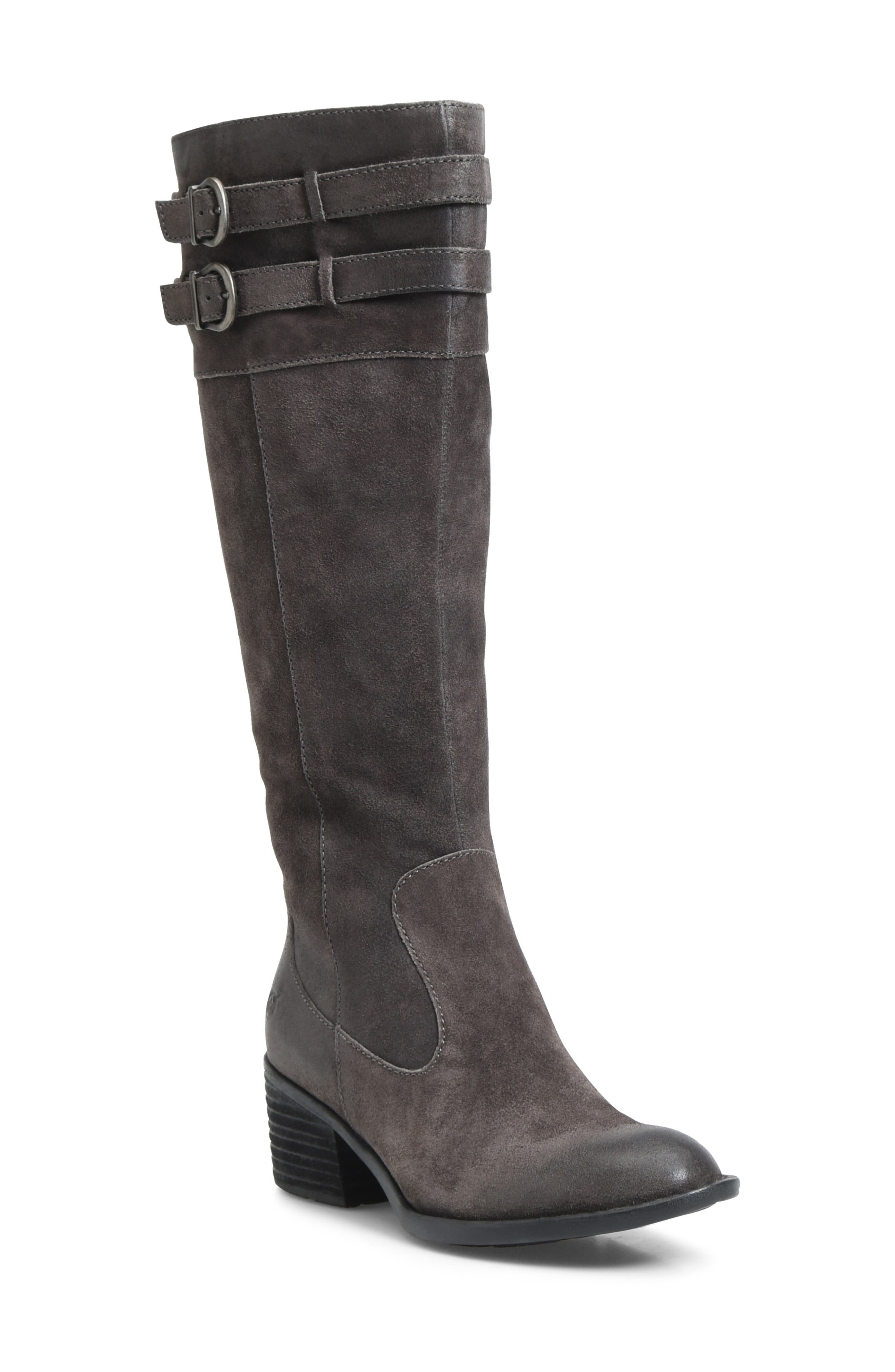 B?rn Tay Block Heel Knee High Boot- Grey