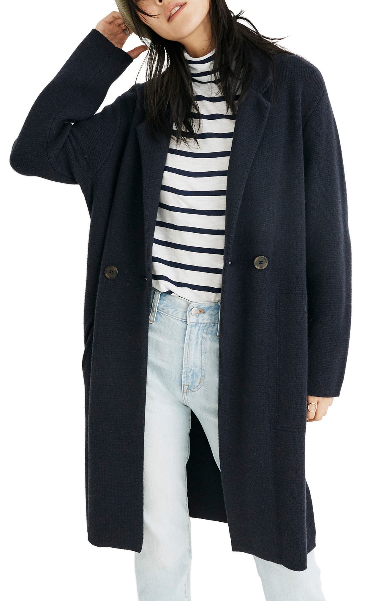 double breasted sweater coat