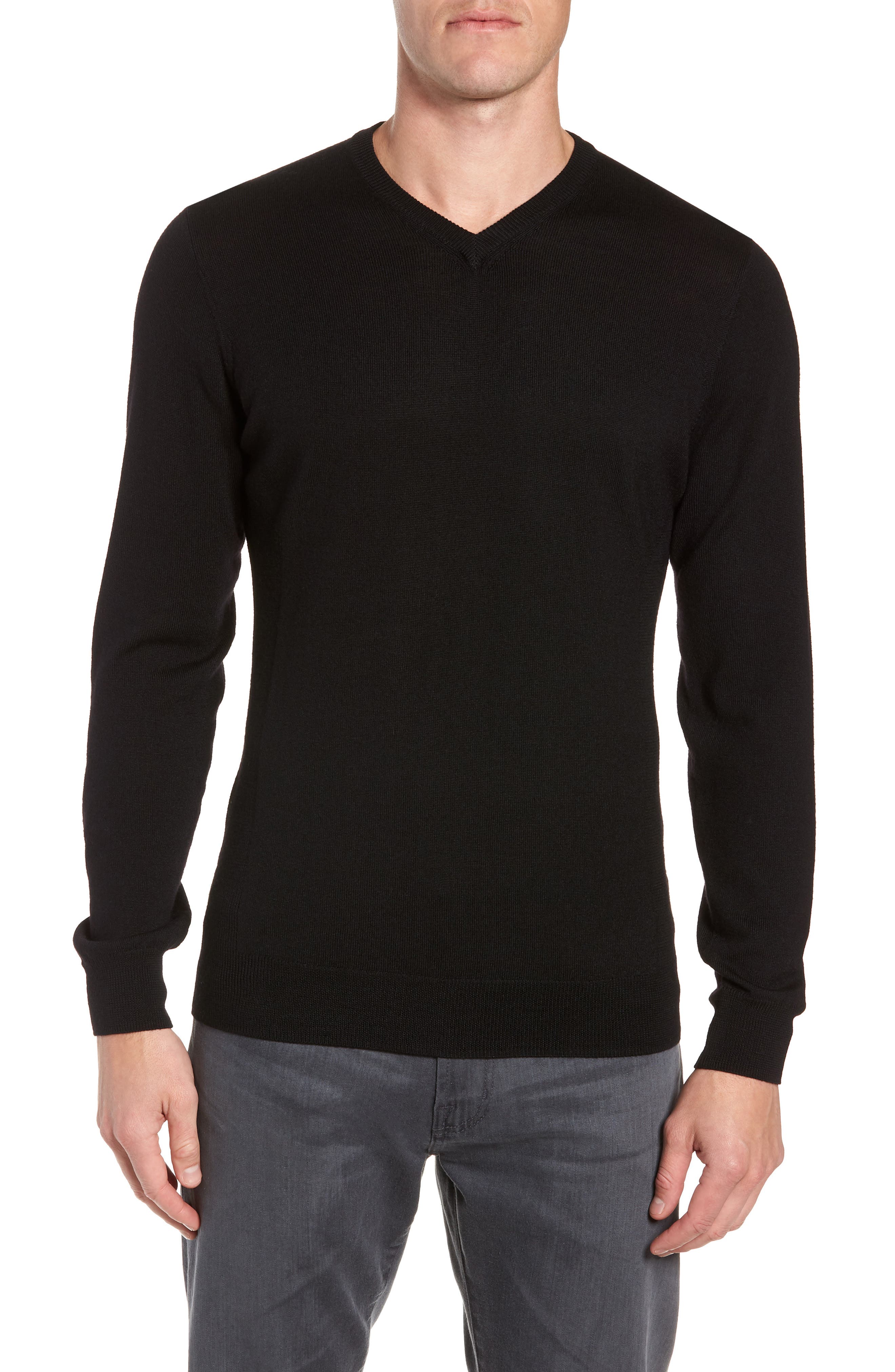 Icebreaker Shearer V-Neck Merino Sweater, Black