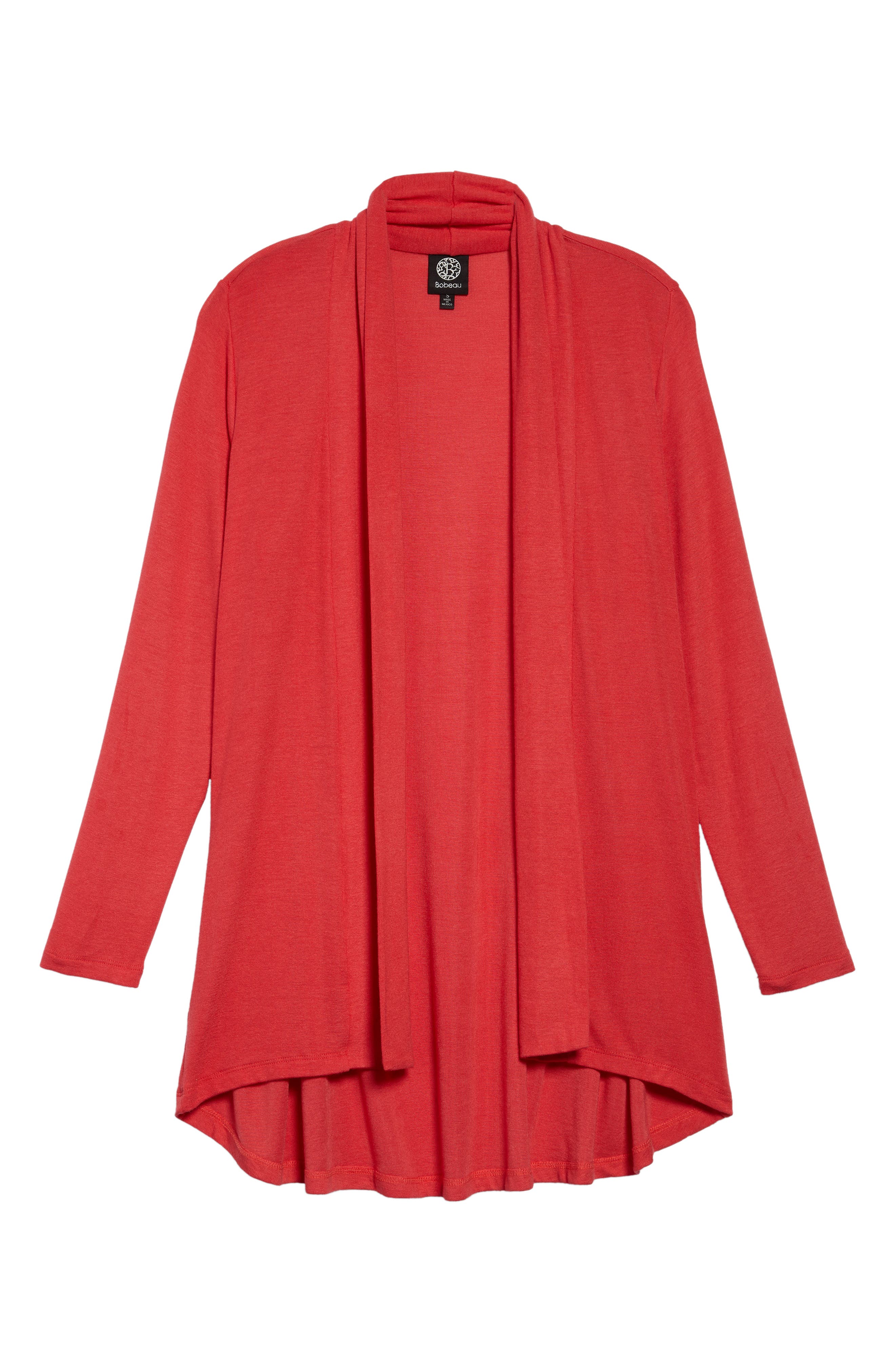 Bobeau High/low Jersey Cardigan, Red