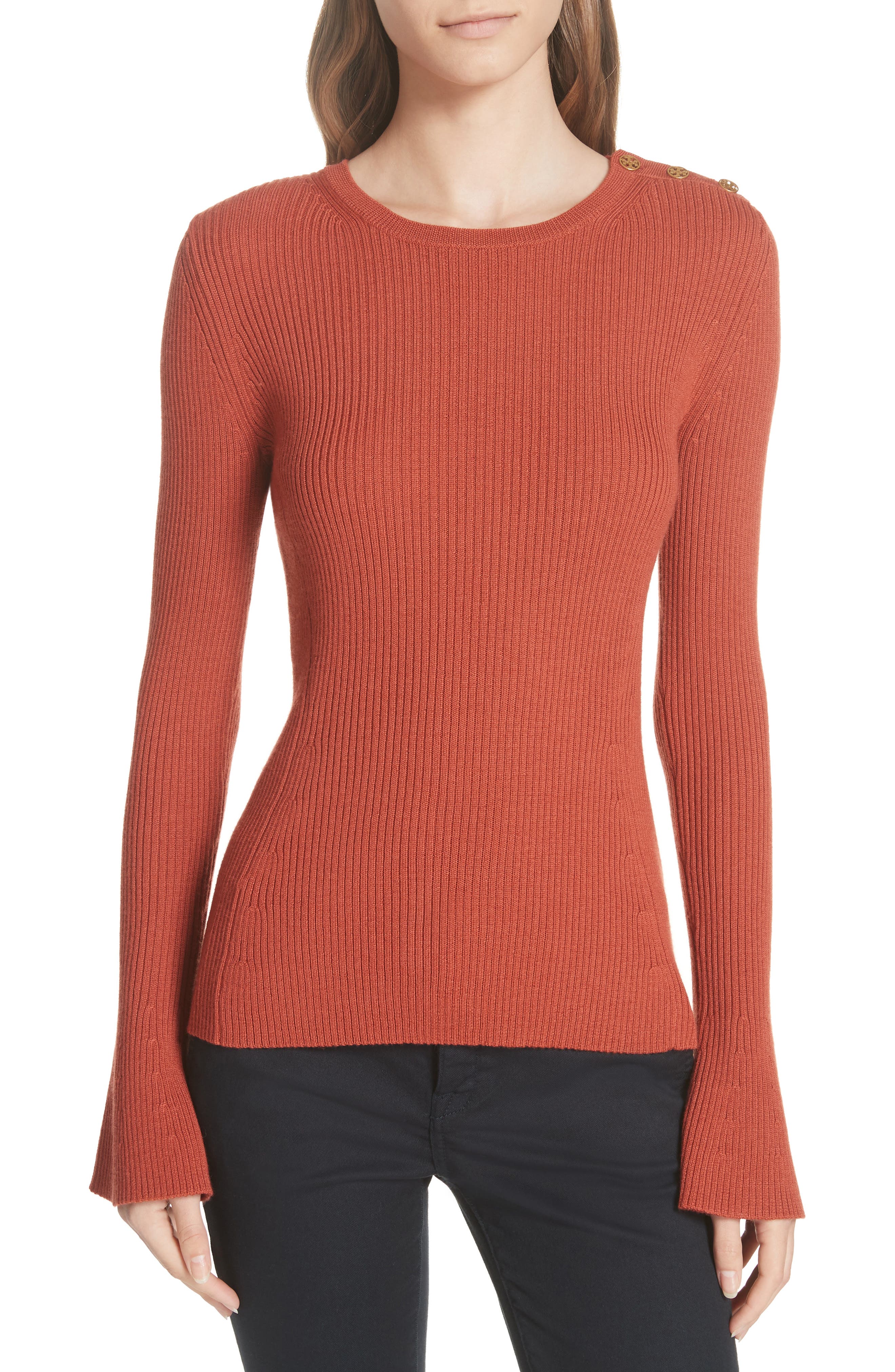 Tory Burch Liv Merino Wool Sweater, Orange