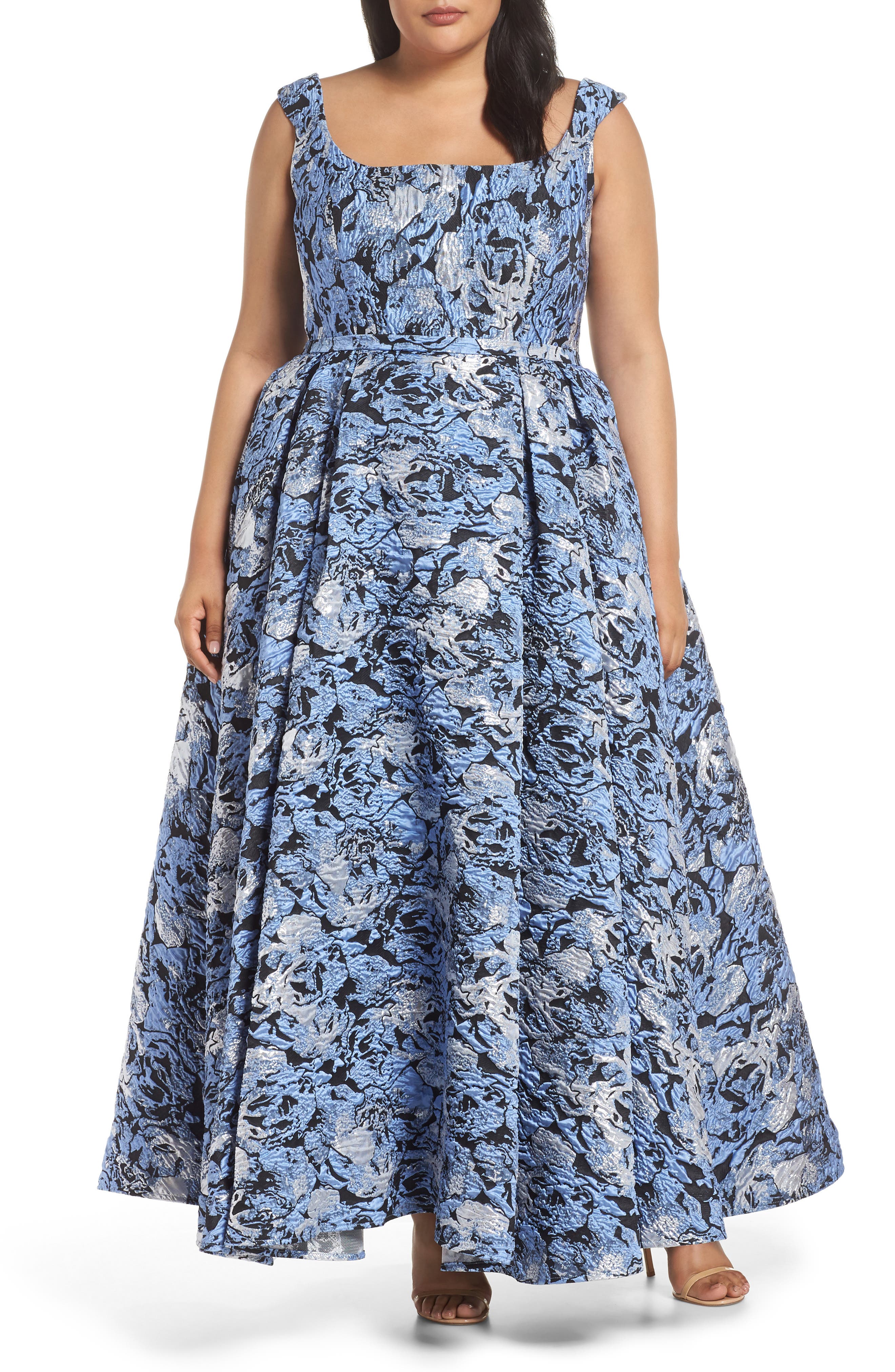 Plus Size MAC Duggal Jacquard Ballgown