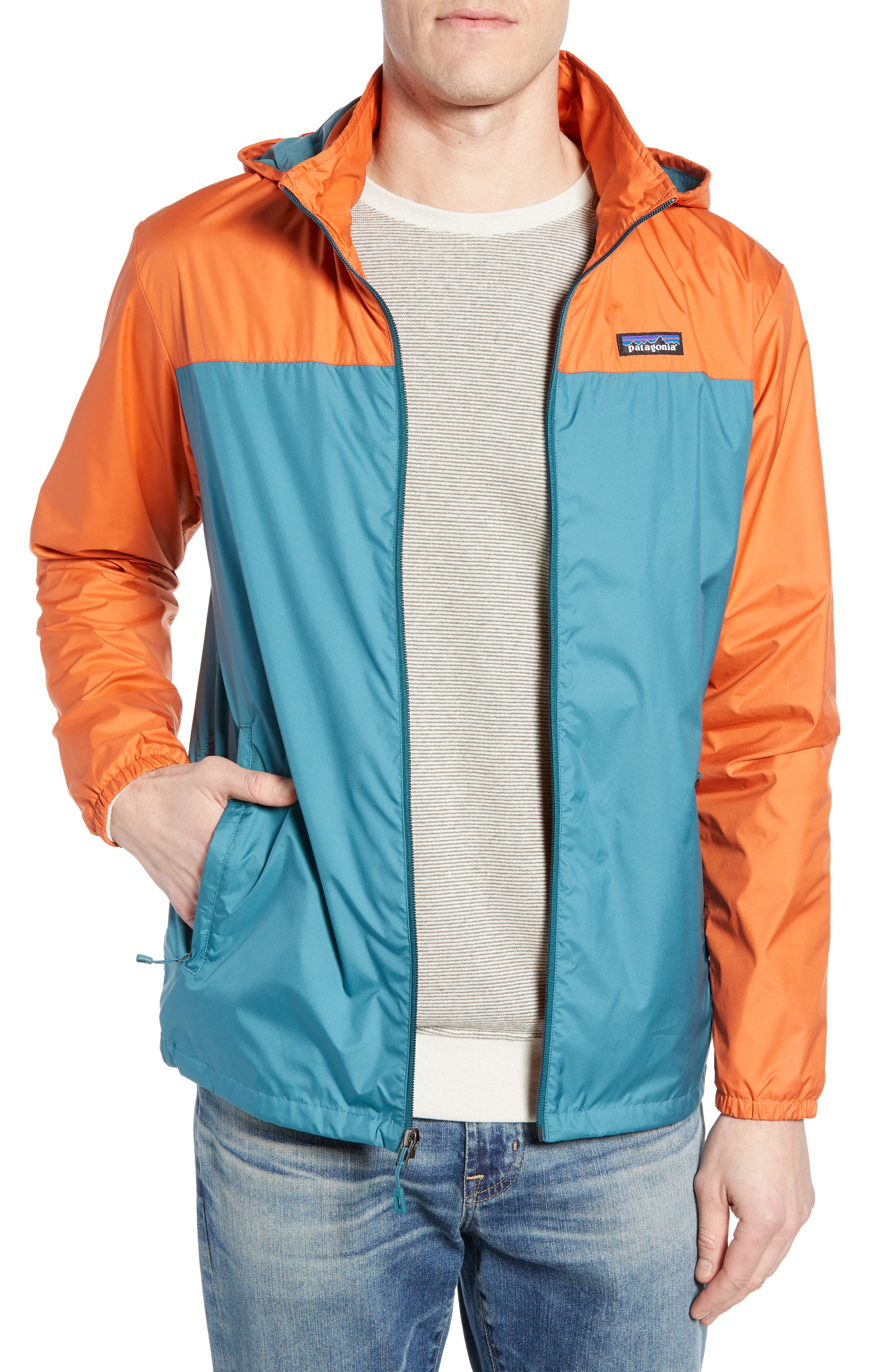 Patagonia Light & Variable(TM) Wind & Water Resistant Hooded Jacket, Blue/green