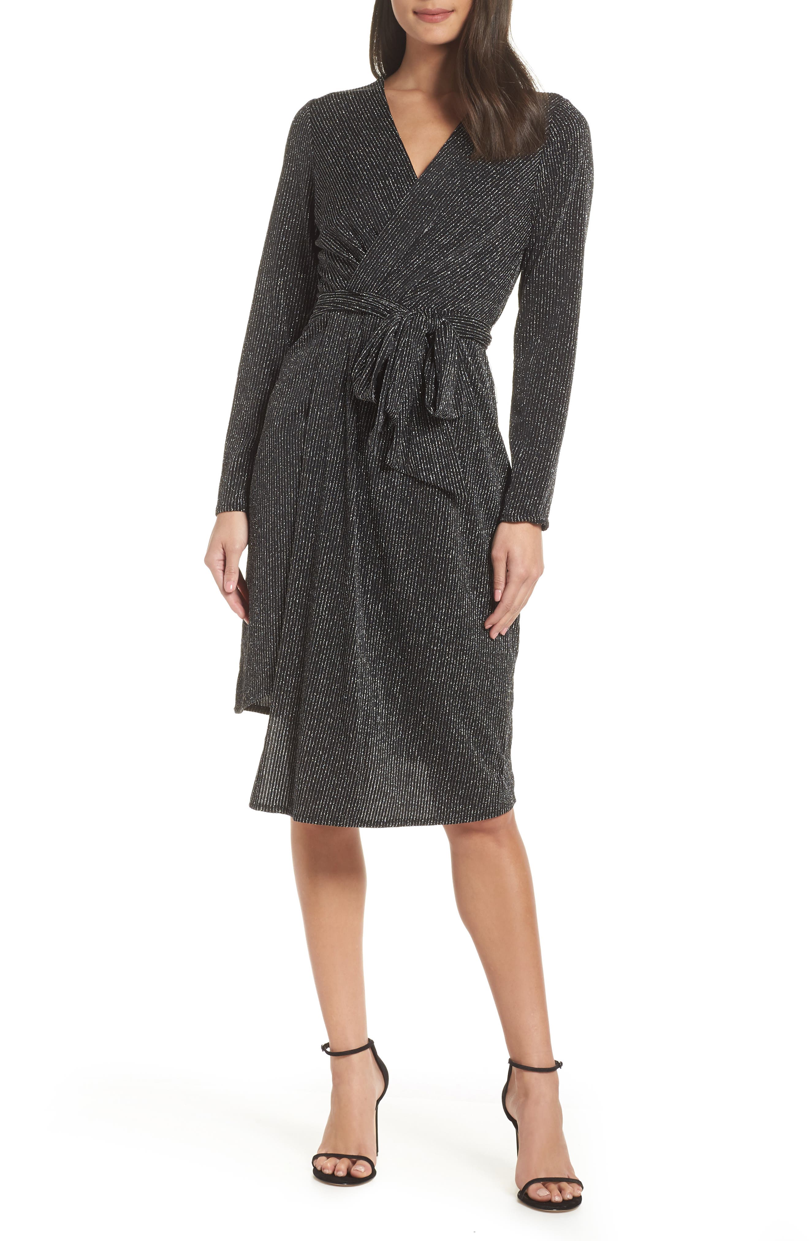 Sam Edelman Metallic Faux Wrap Knit Dress, Metallic