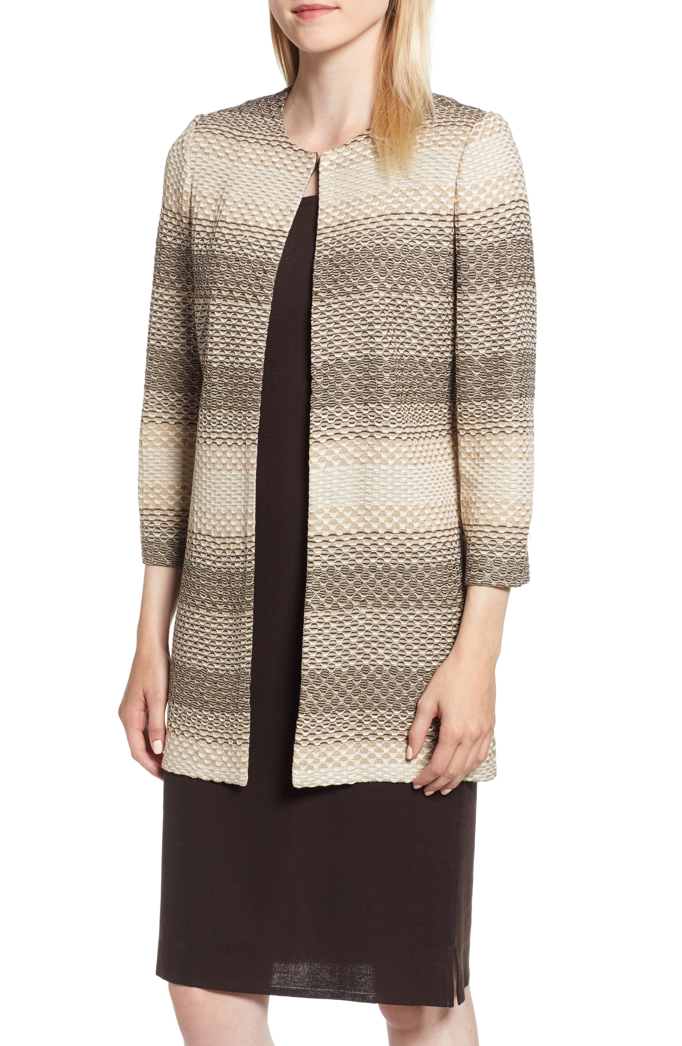 Ming Wang Long Jacquard Knit Jacket