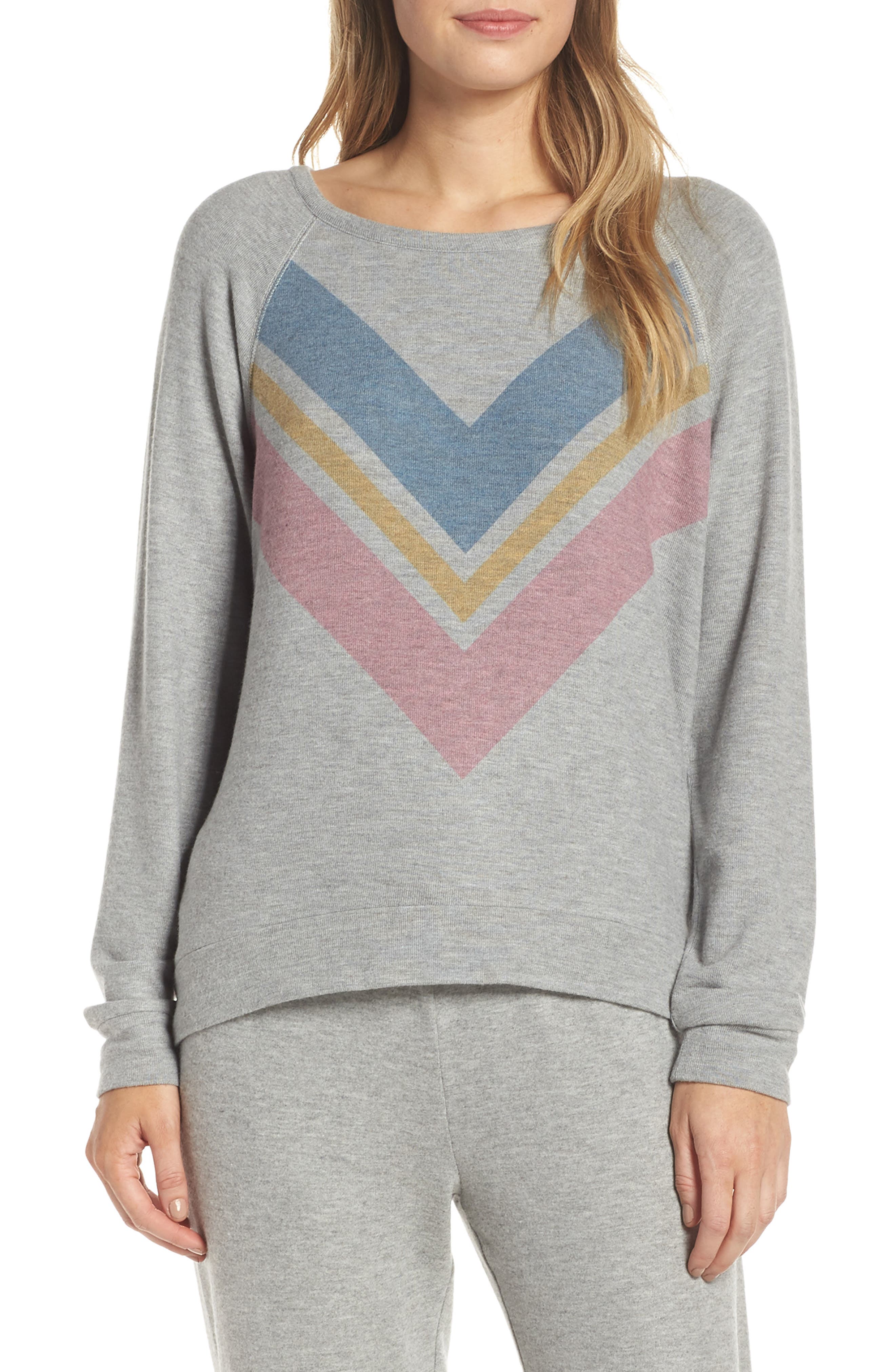 Pj Salvage Lounge Essentials Chevron Pullover, Grey