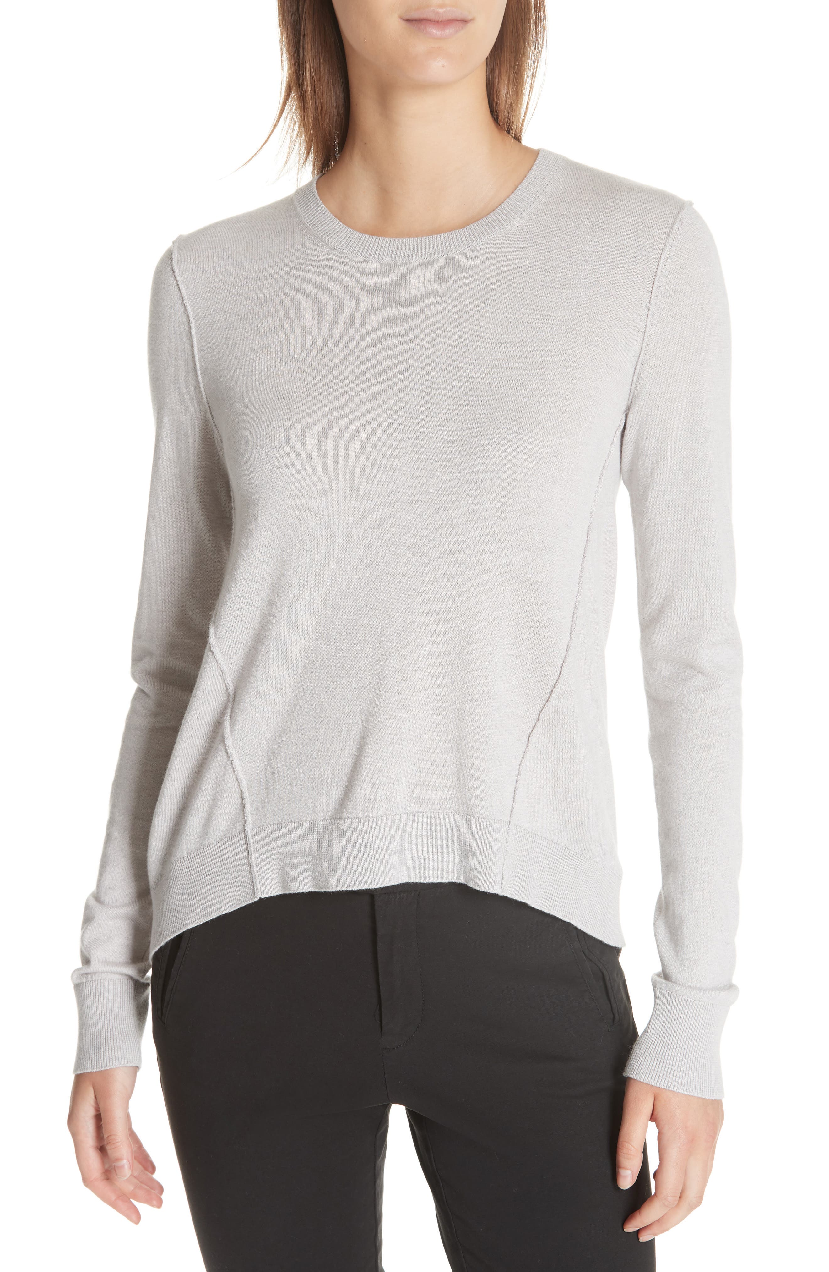Atm Anthony Thomas Melillo Forward Seam Silk, Wool & Cashmere Sweater, Grey