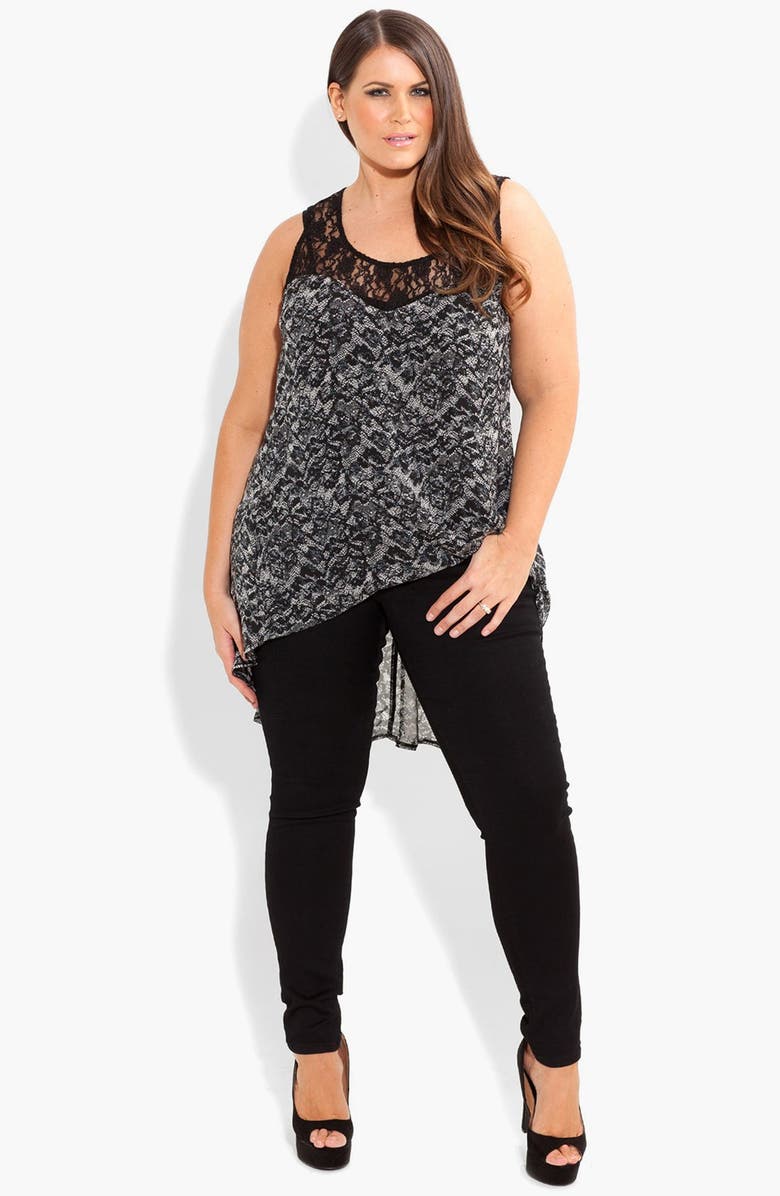 City Chic Lace Print High/Low Top (Plus Size) | Nordstrom