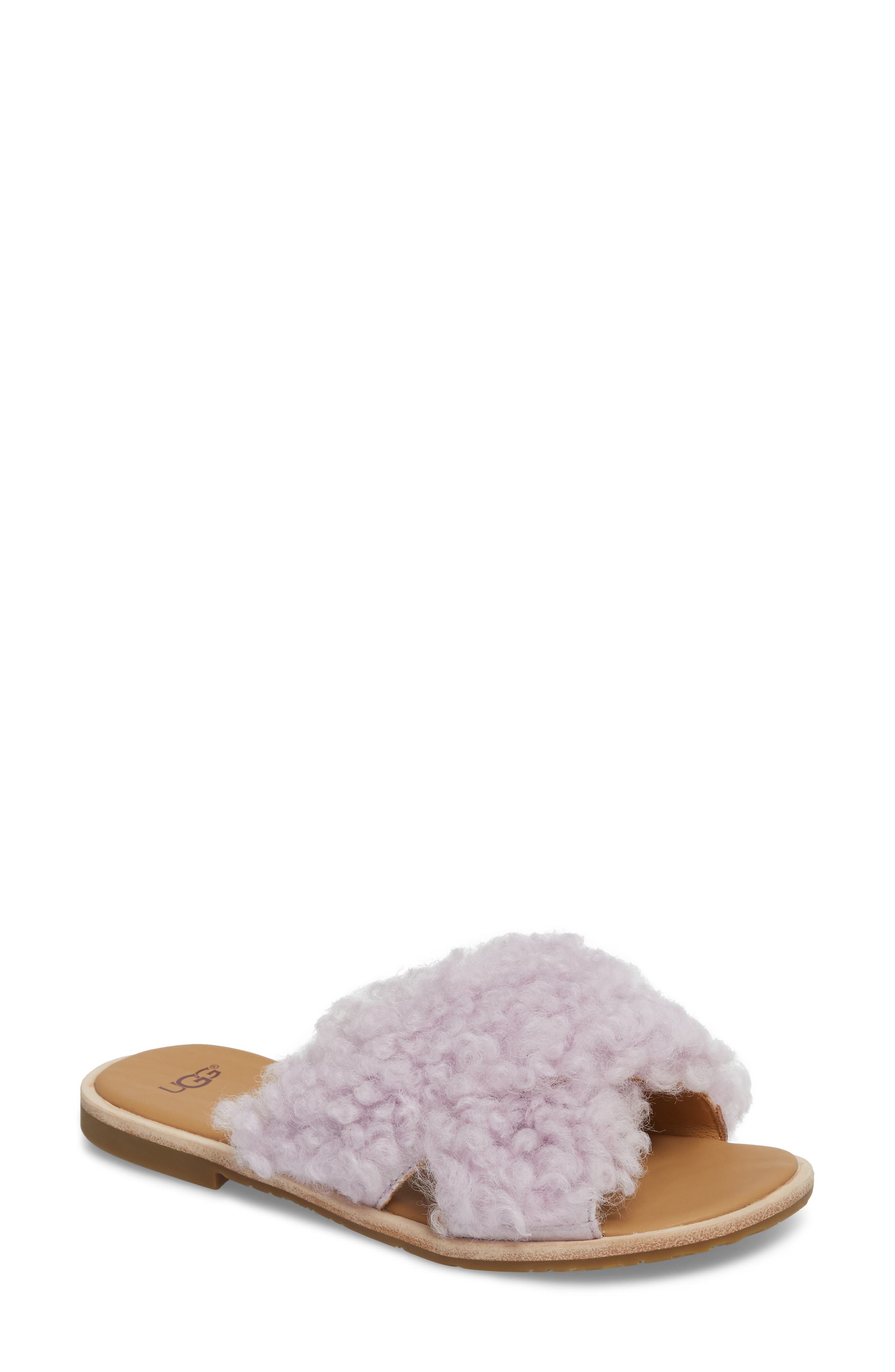 Ugg Joni Genuine Shearling Slide Sandal- Purple