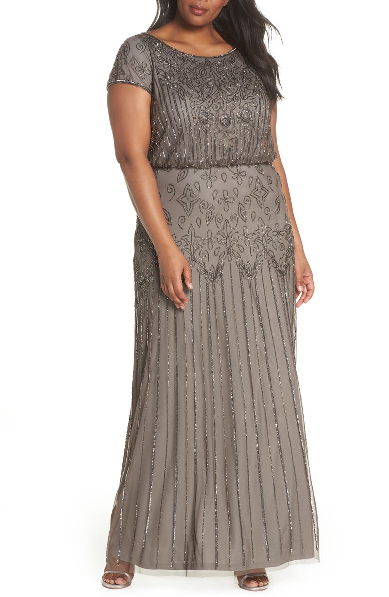 Adrianna Papell Beaded Blouson Gown (Plus Size) | Nordstrom