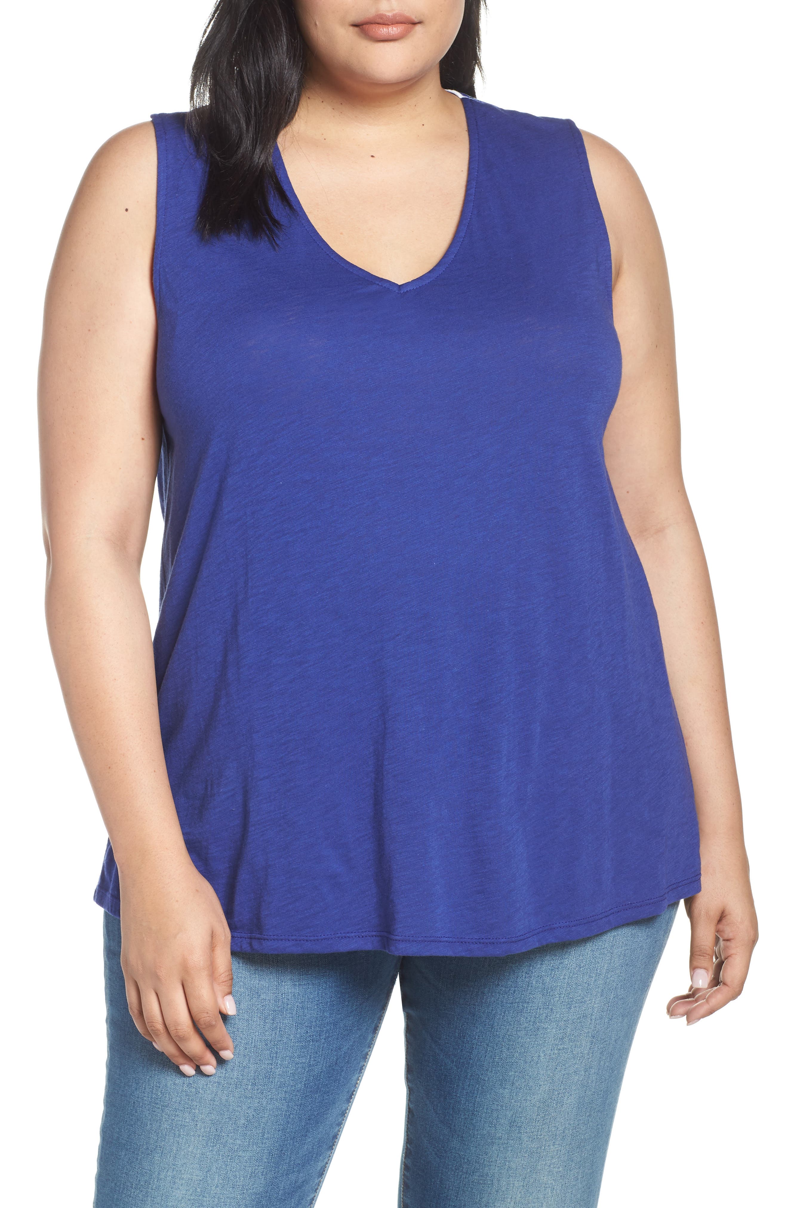 Plus Size Gibson X Hi Sugarplum! Malibu Embroidered Racerback Tank Top, Blue