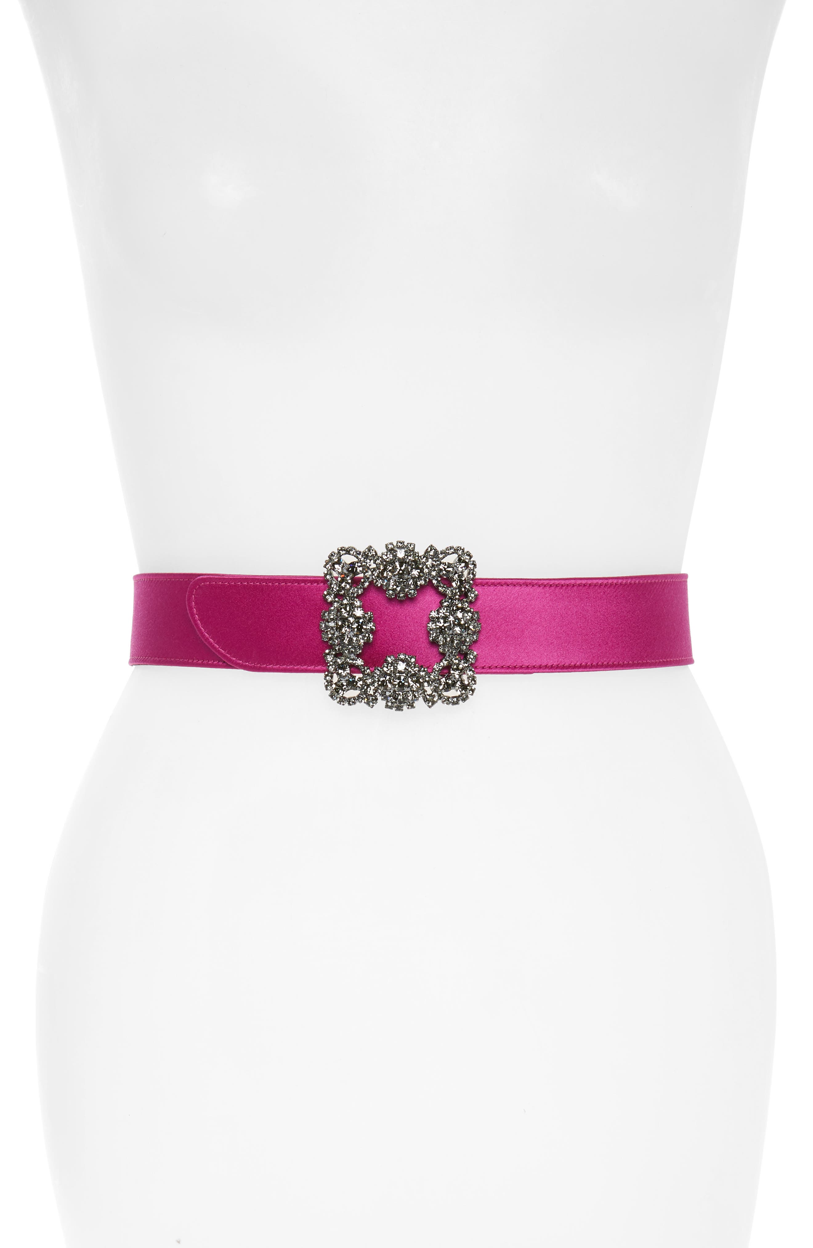 Manolo Blahnik Hangisi Jewel Buckle Satin Belt