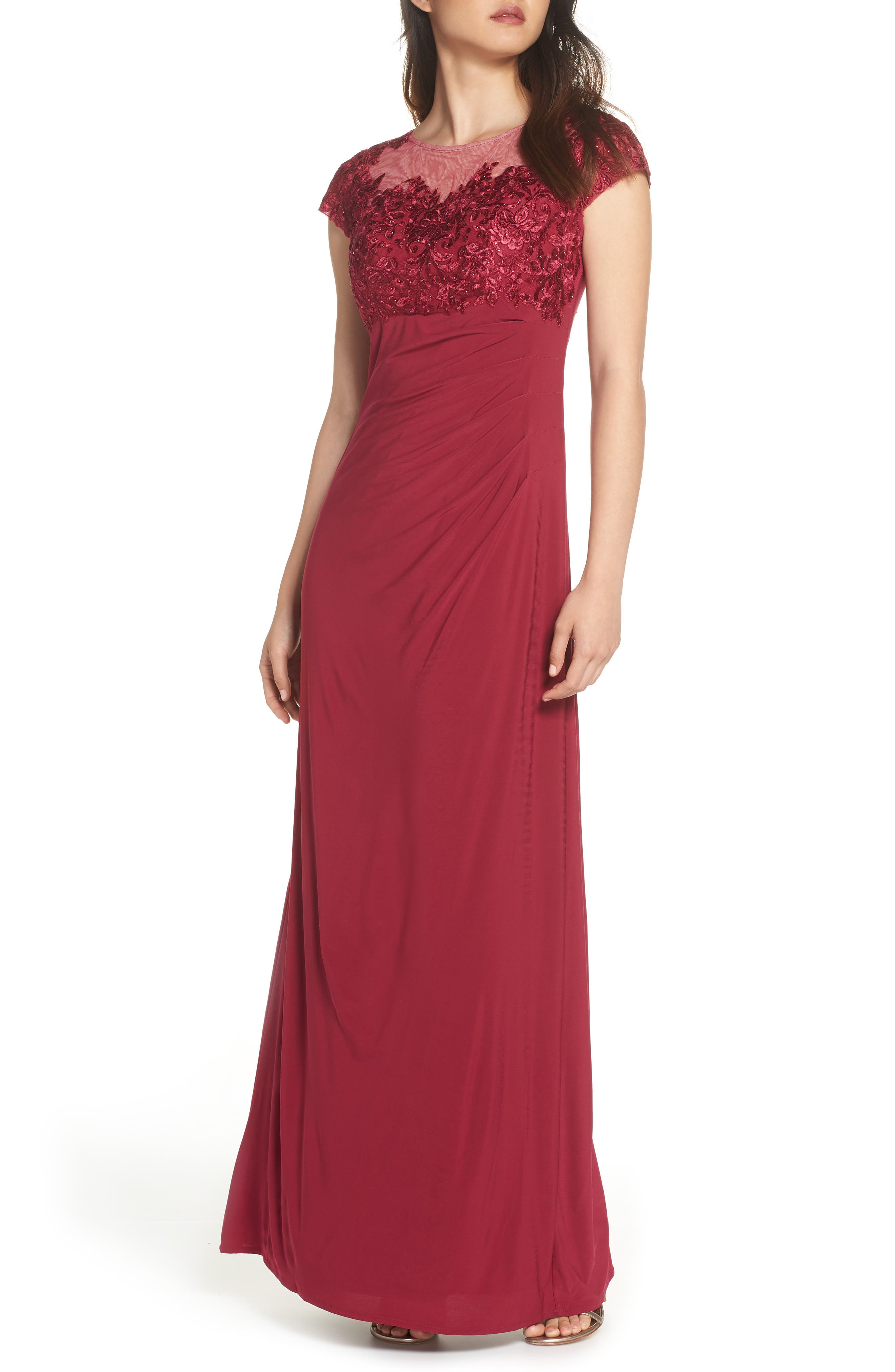Alex Evenings Empire Waist Ruched Gown, Pink
