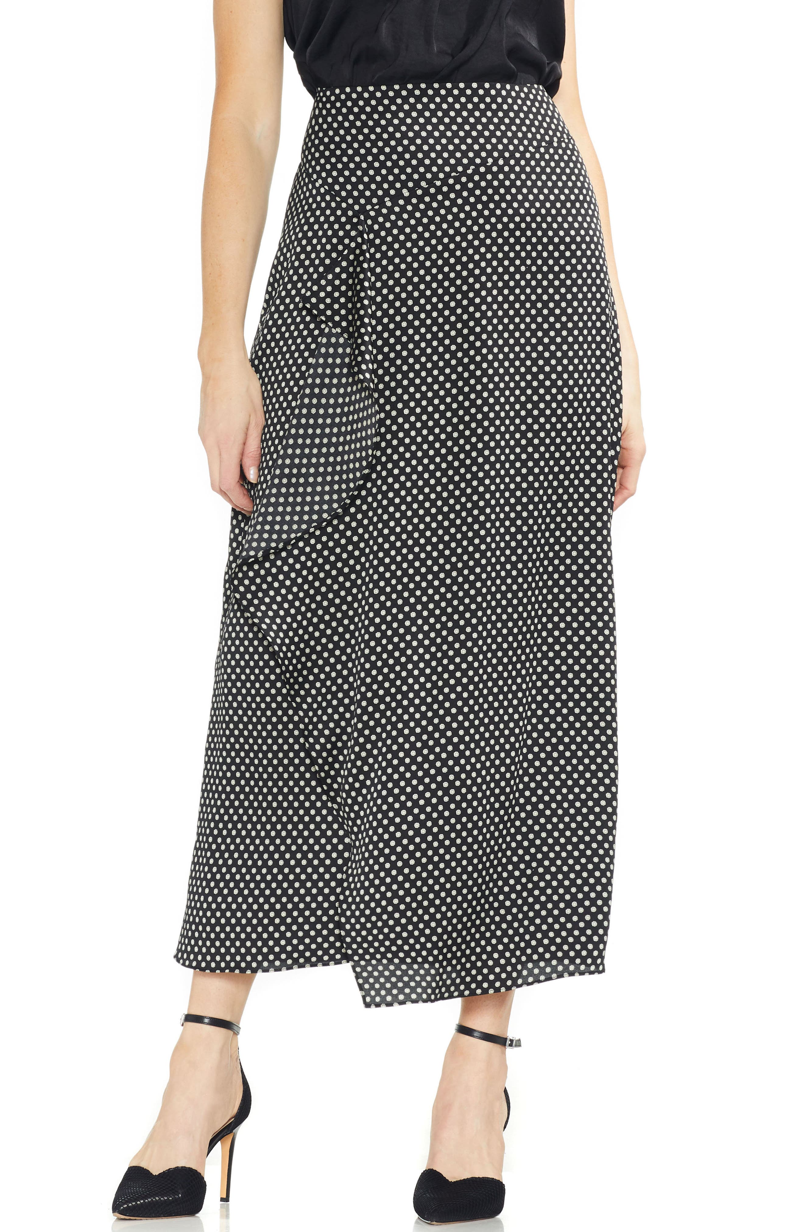 Vince Camuto Asymmetrical Ruffle Trinket Maxi Skirt, Black