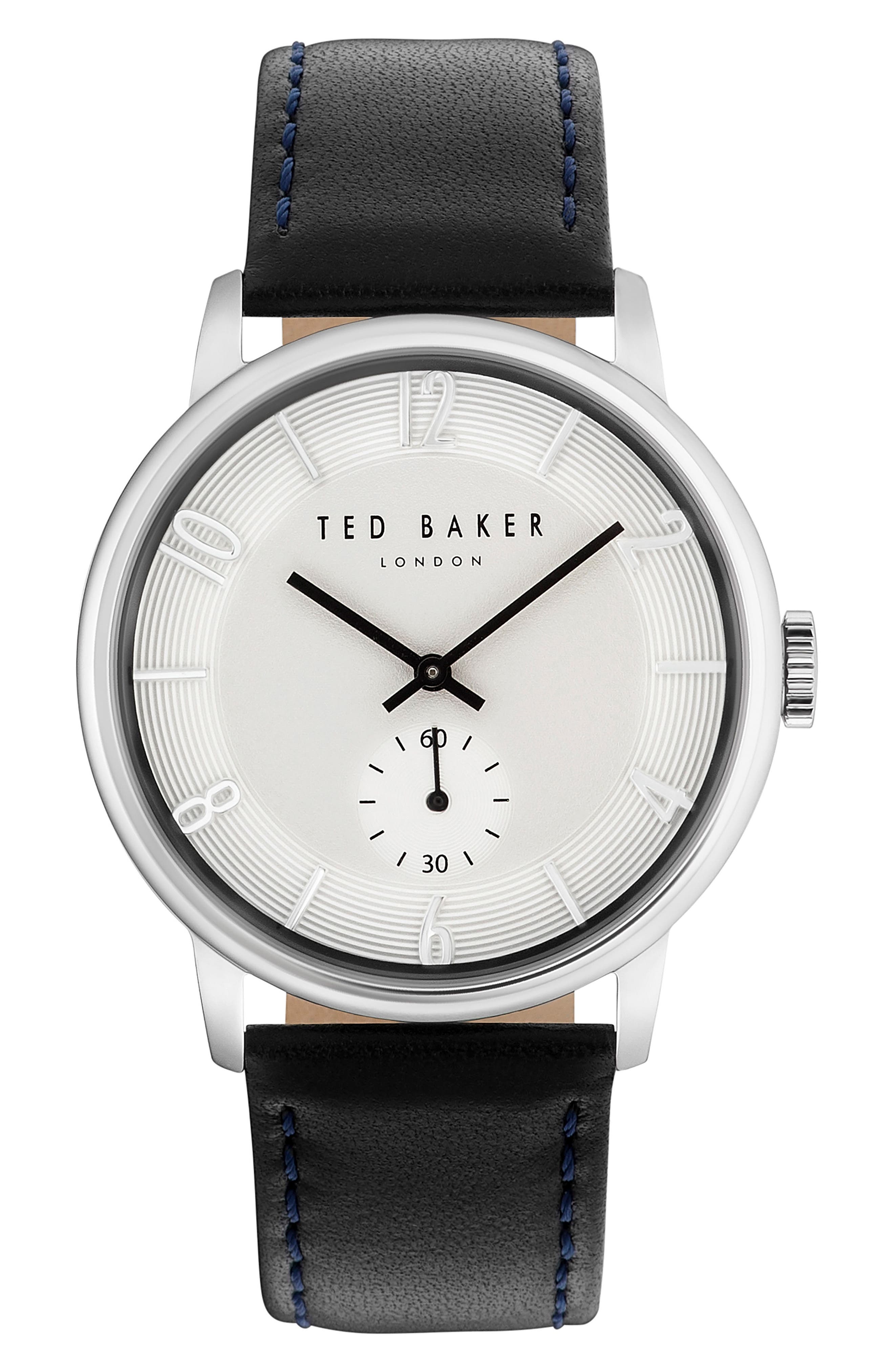 Ted Baker London Daniel Leather Strap Watch, 42Mm