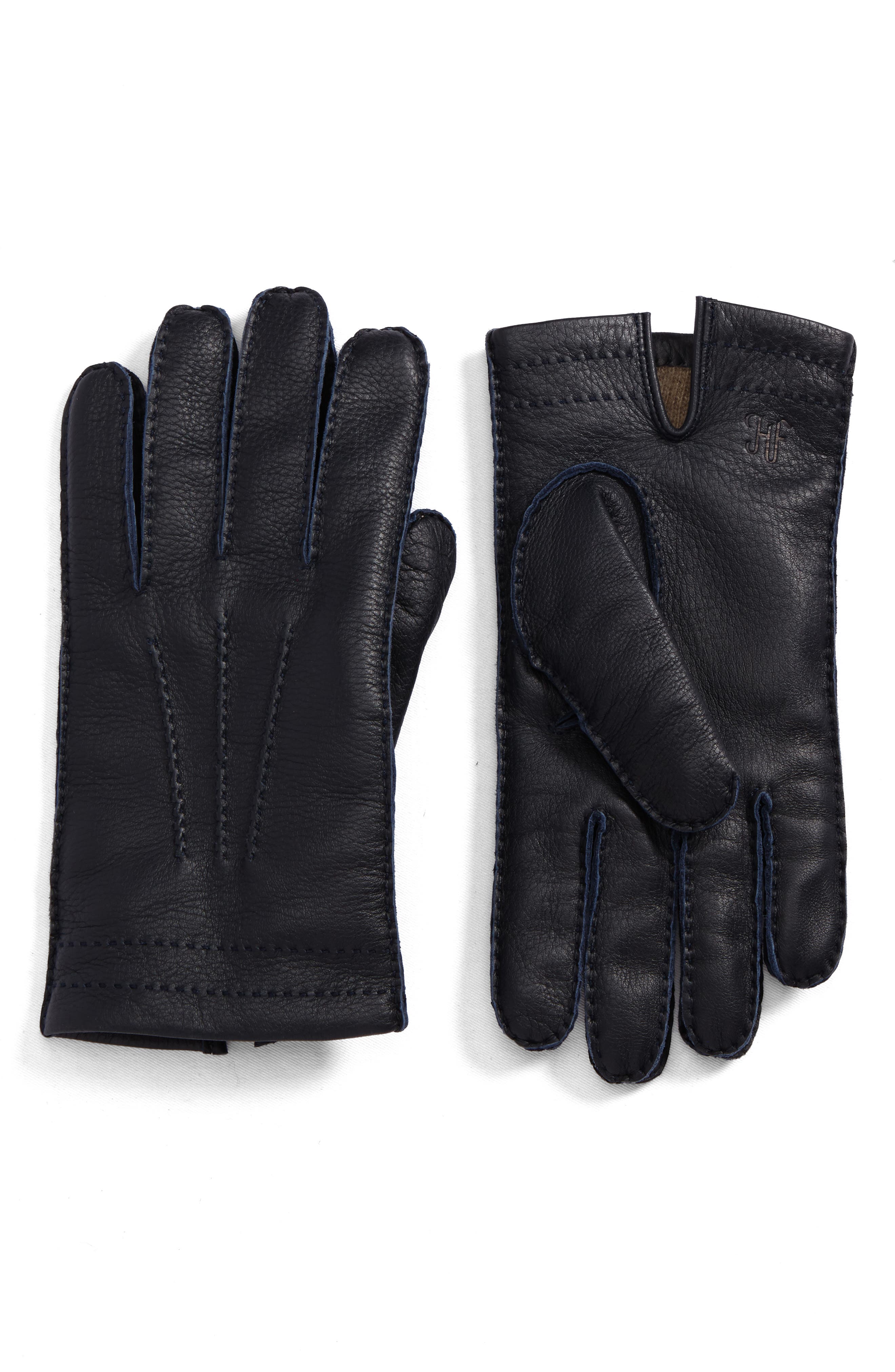 Hickey Freeman Deerskin Leather Gloves, Blue