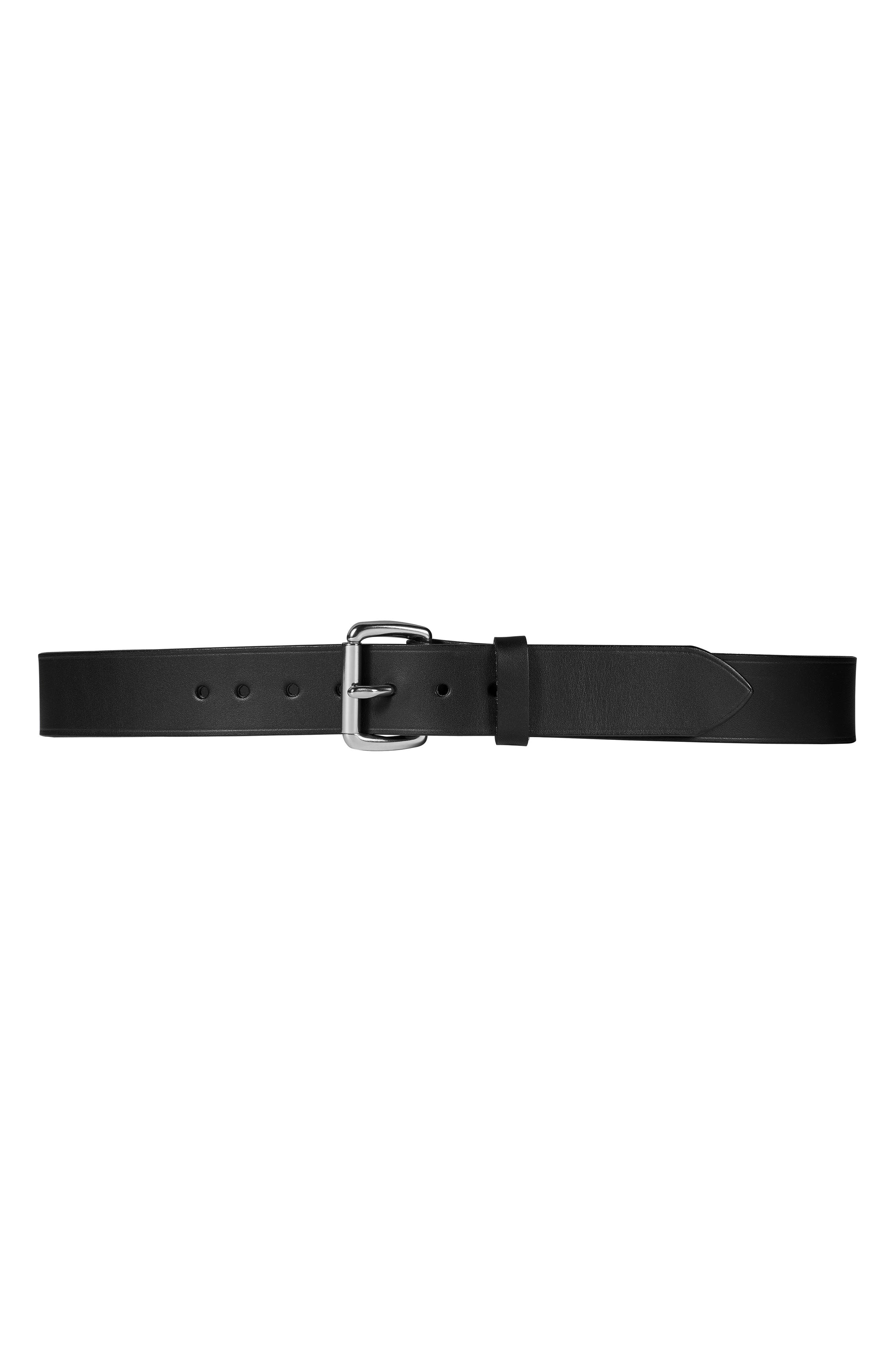 Filson Bridle Leather Belt, Black/ Stainless