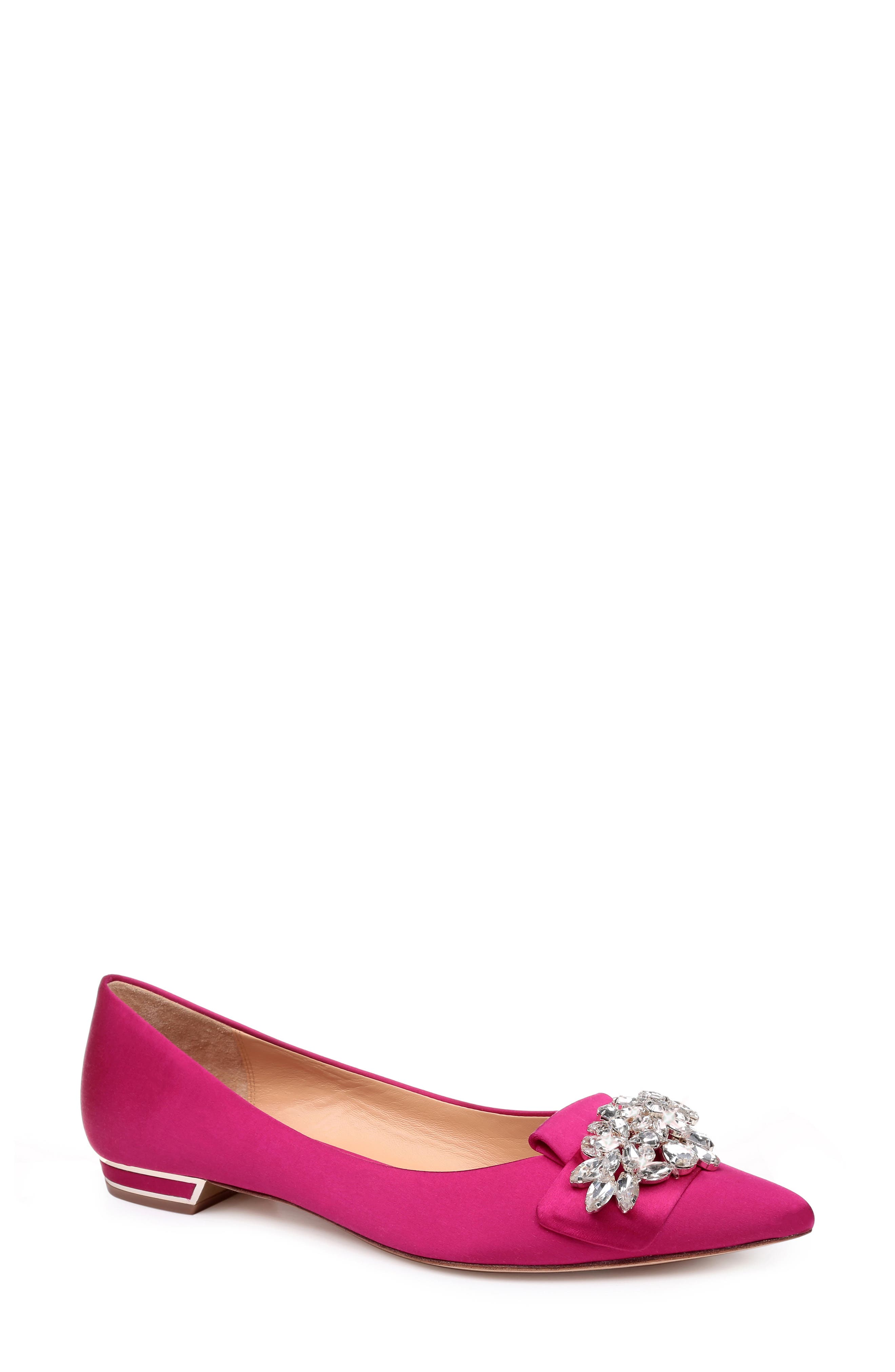 Badgley Mischka Valeria Crystal Embellished Flat, Pink