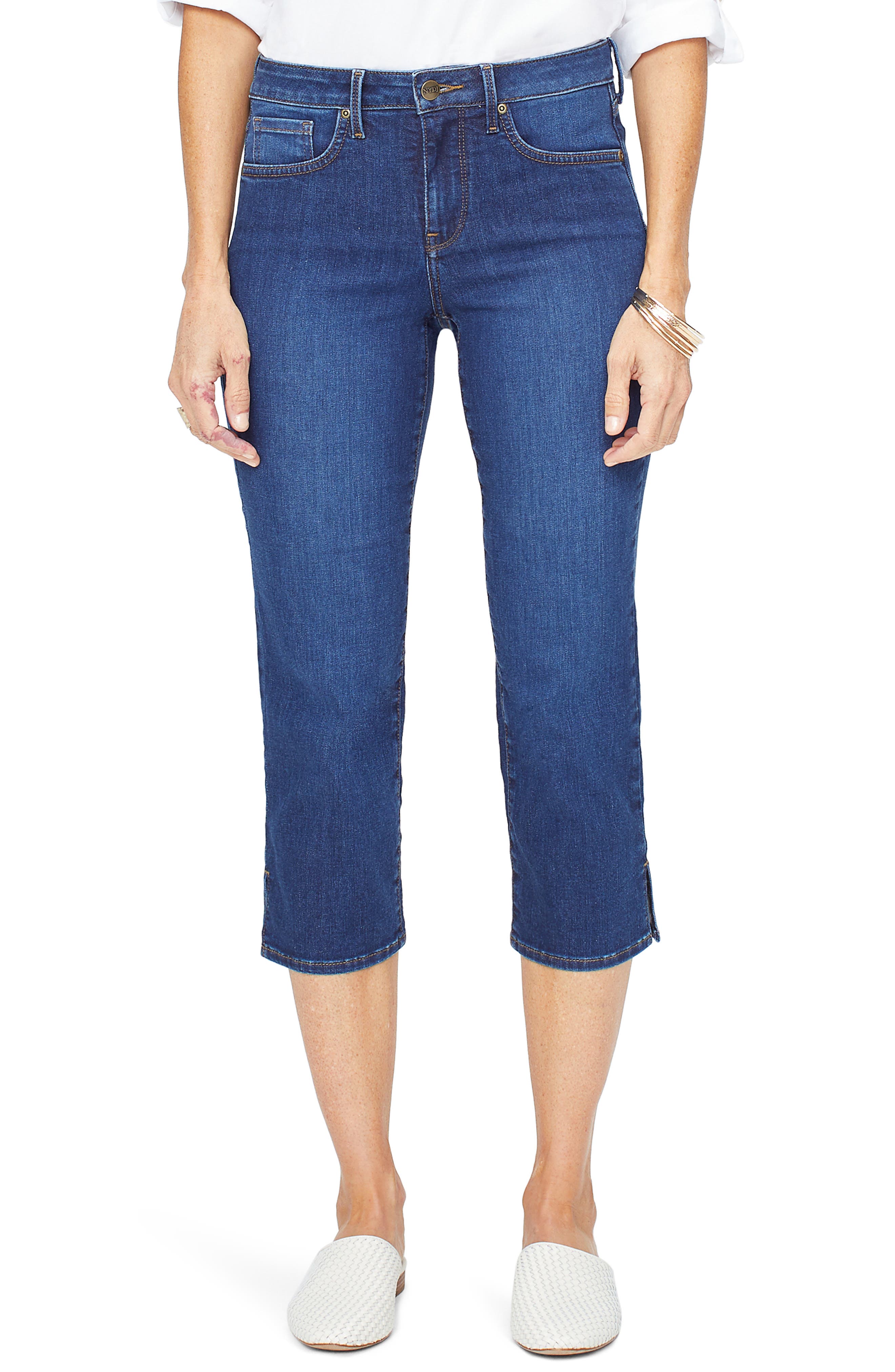 Nydj Side Slit Capri Jeans, Blue