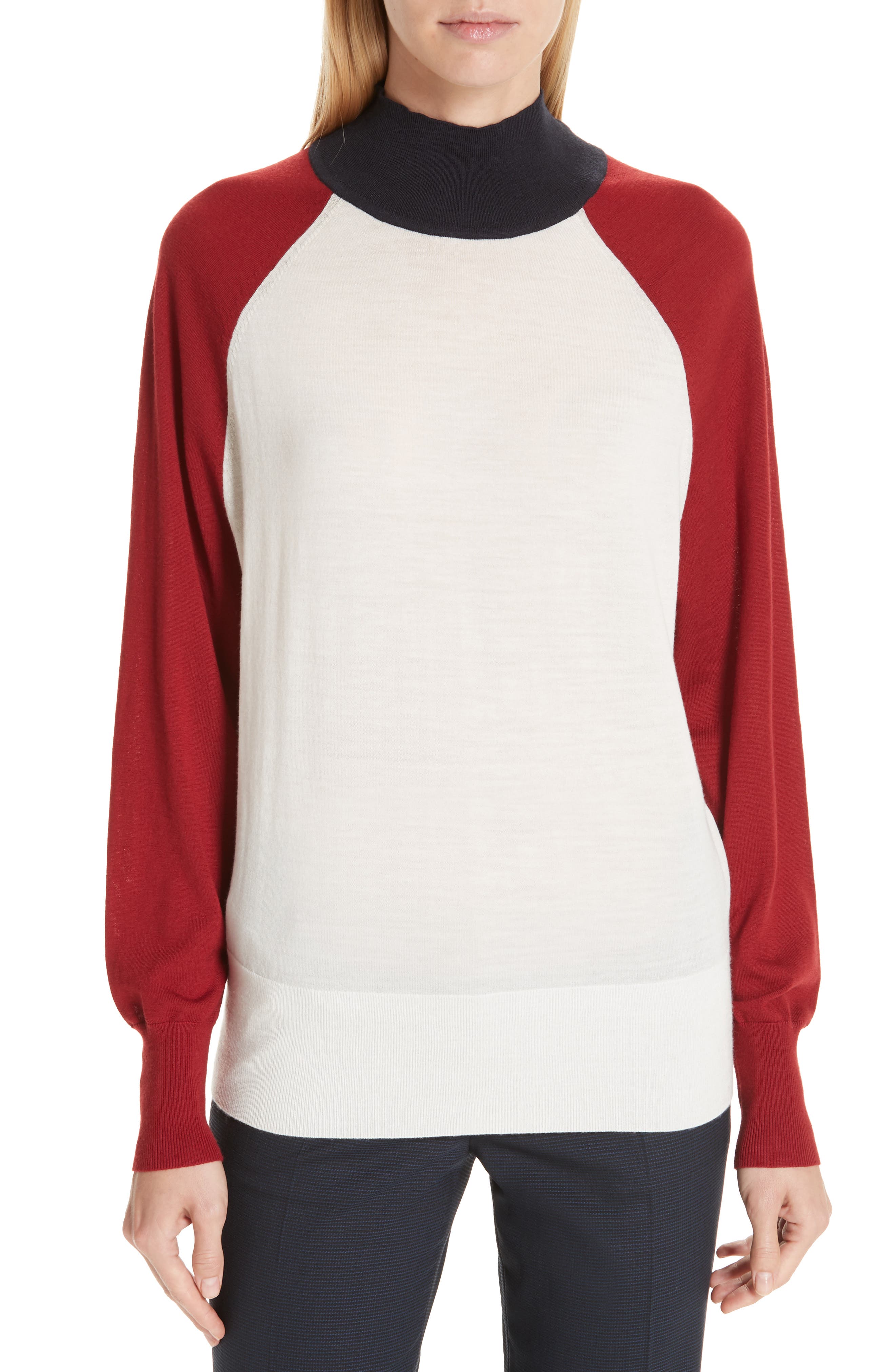 Boss Fanarea Tricolor Wool Pullover, White
