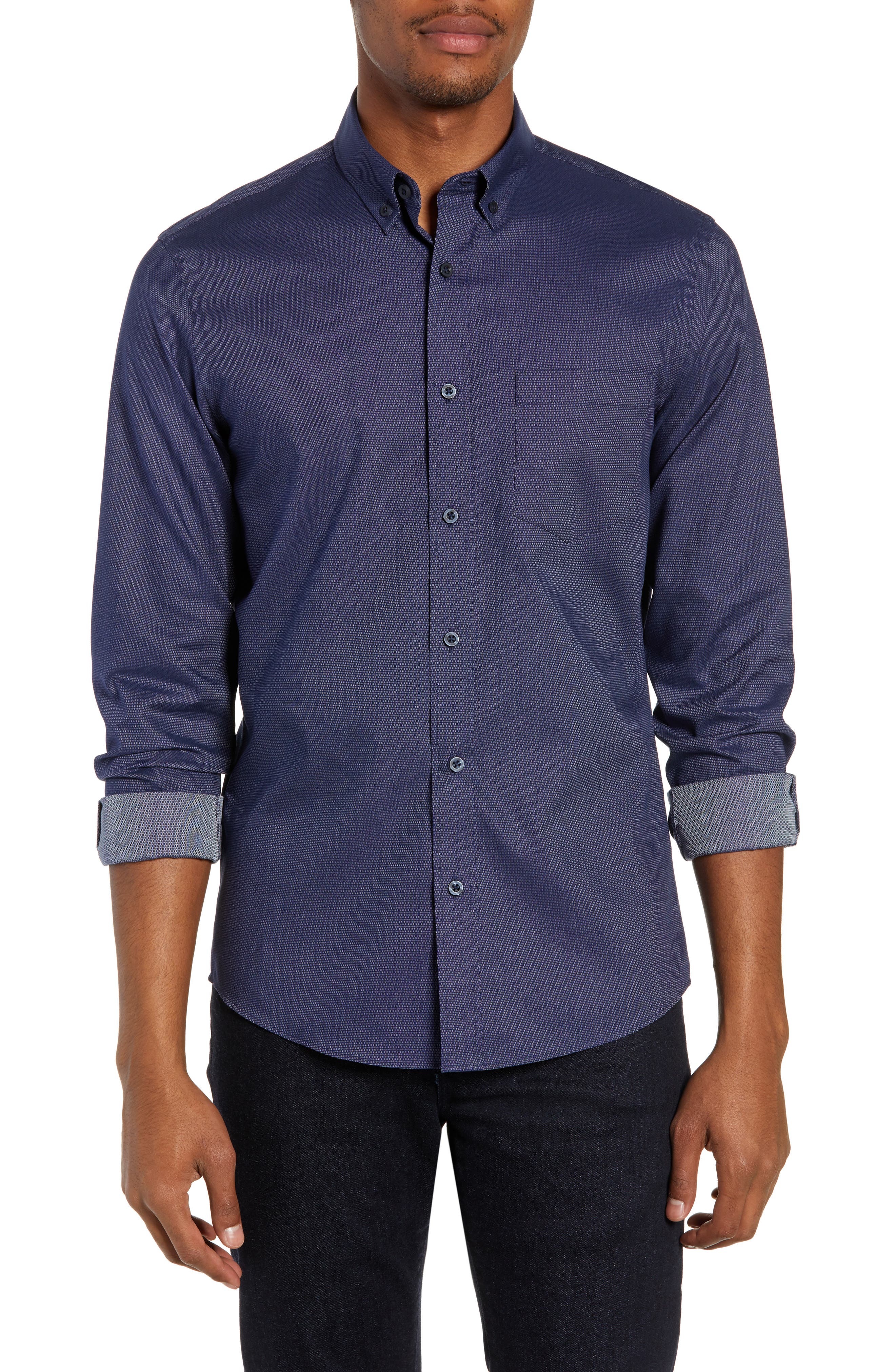 Nordstrom Shop Traditional Fit Sport Shirt, Blue