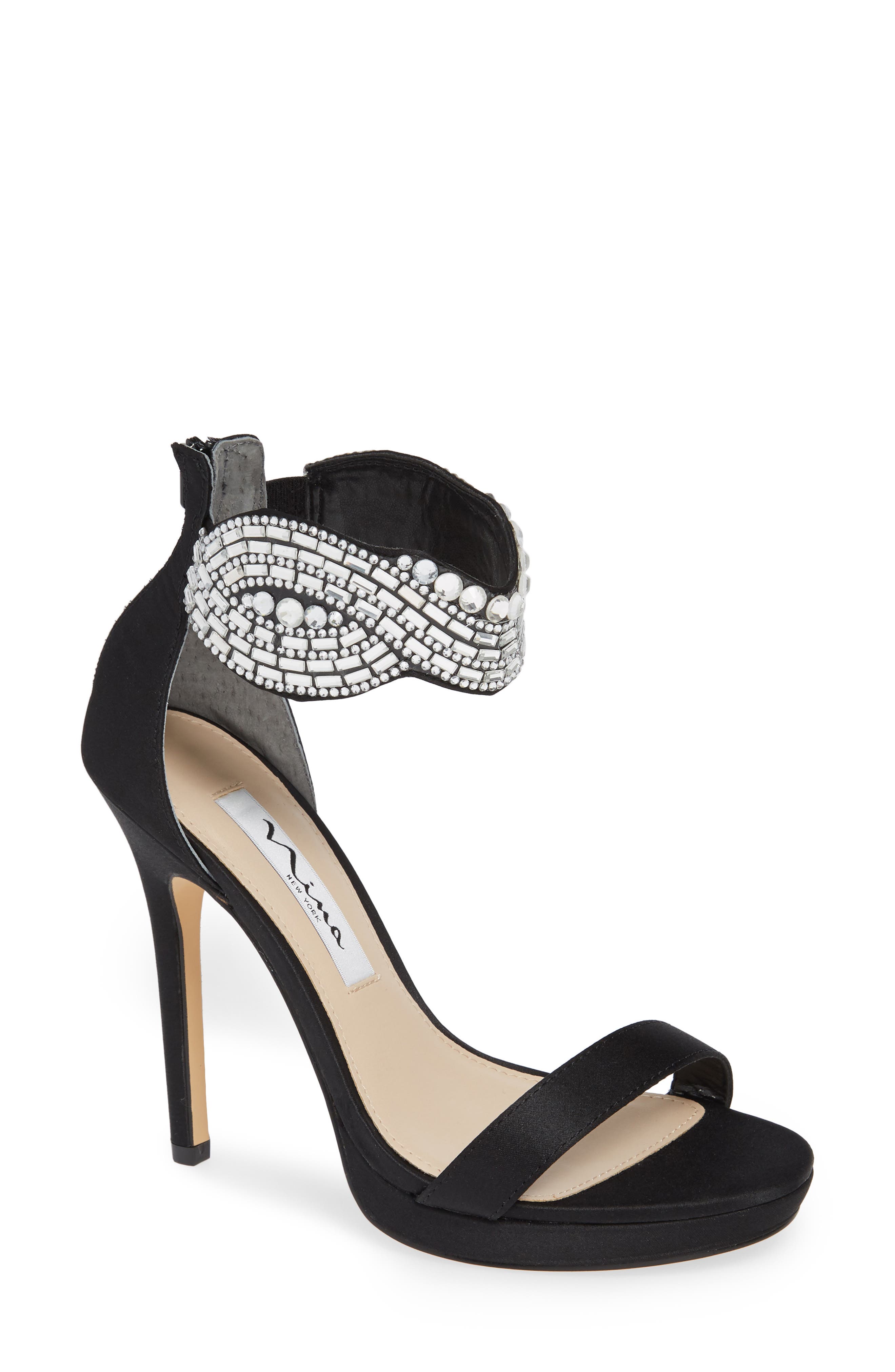 UPC 716142077892 product image for Women's Nina Fayth Jeweled Ankle Cuff Sandal, Size 6.5 M - Black | upcitemdb.com