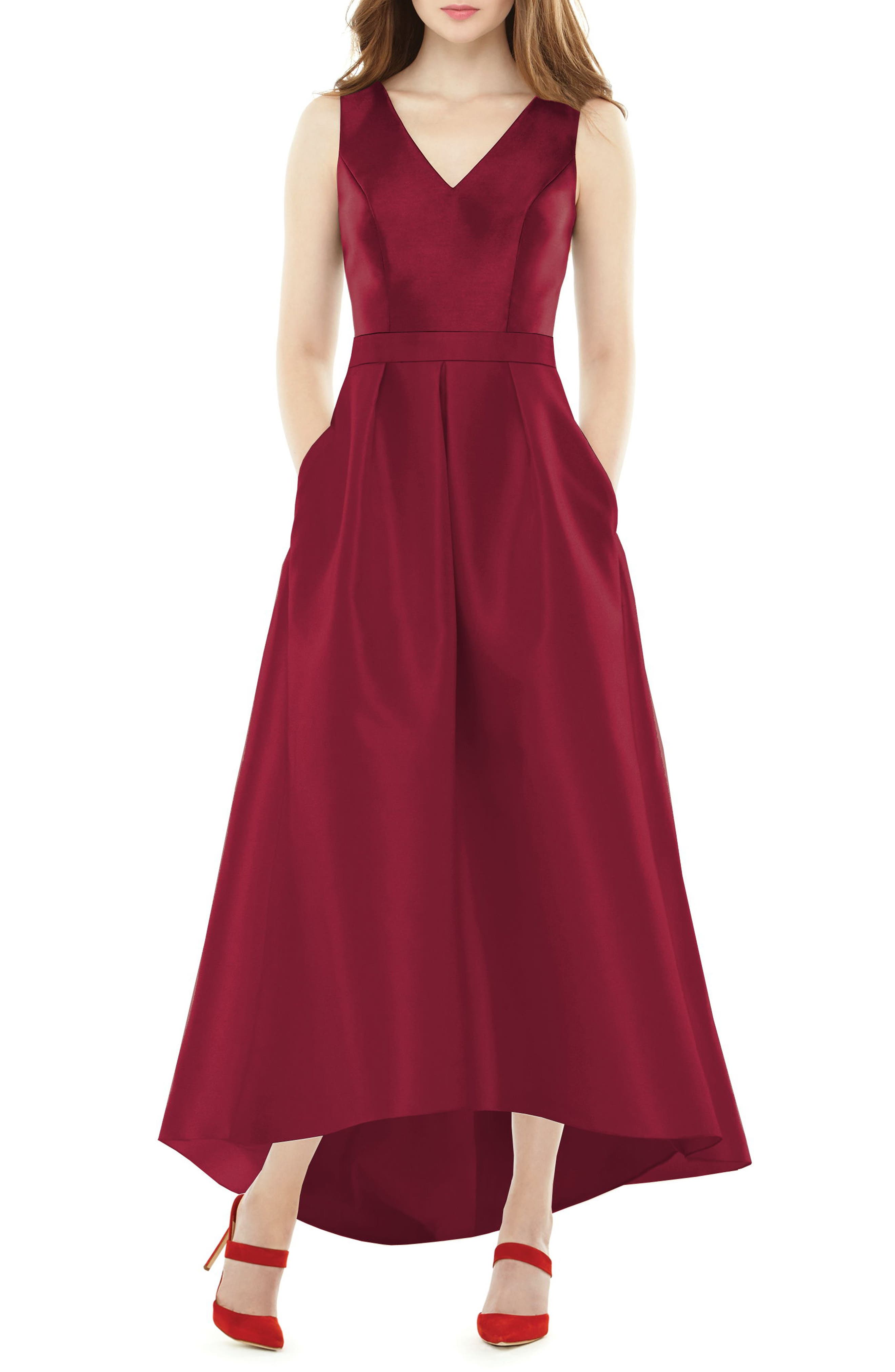 Alfred Sung High/low Sateen Twill Gown, Red