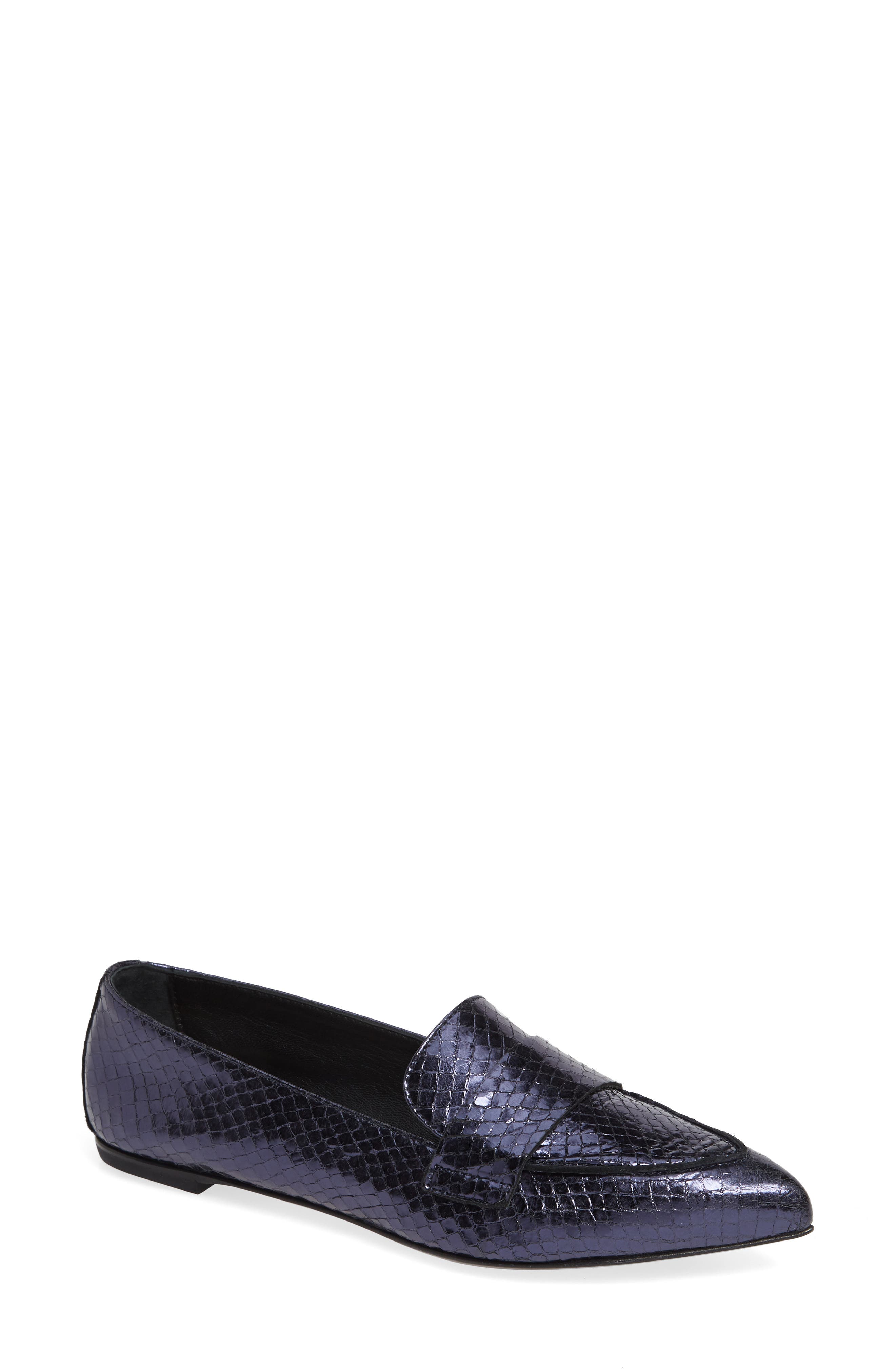 Agl Softy Pointy Toe Moccasin Loafer, Blue