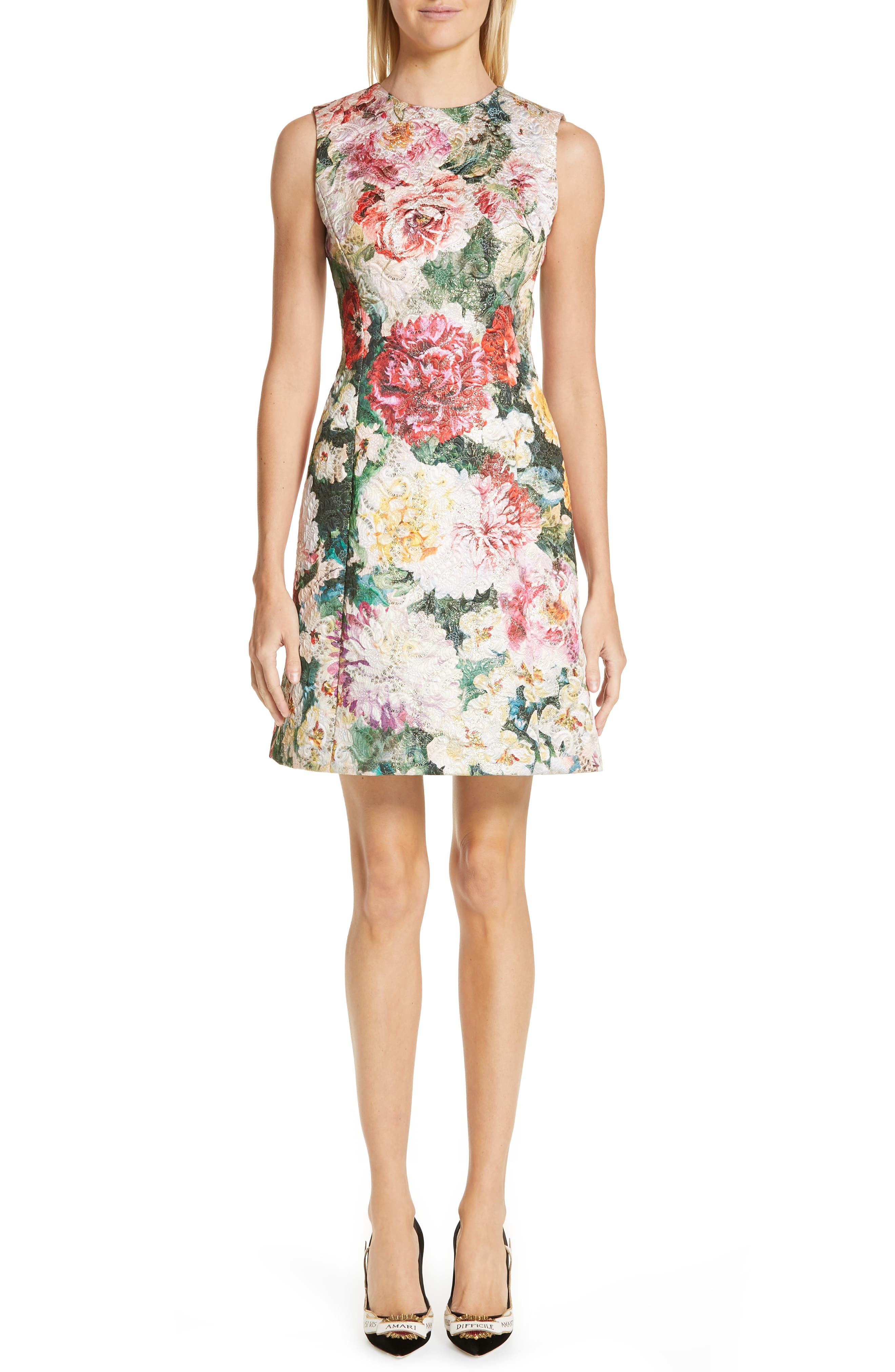 Dolce & gabbana Floral Print Brocade Dress, US / 44 IT - Pink