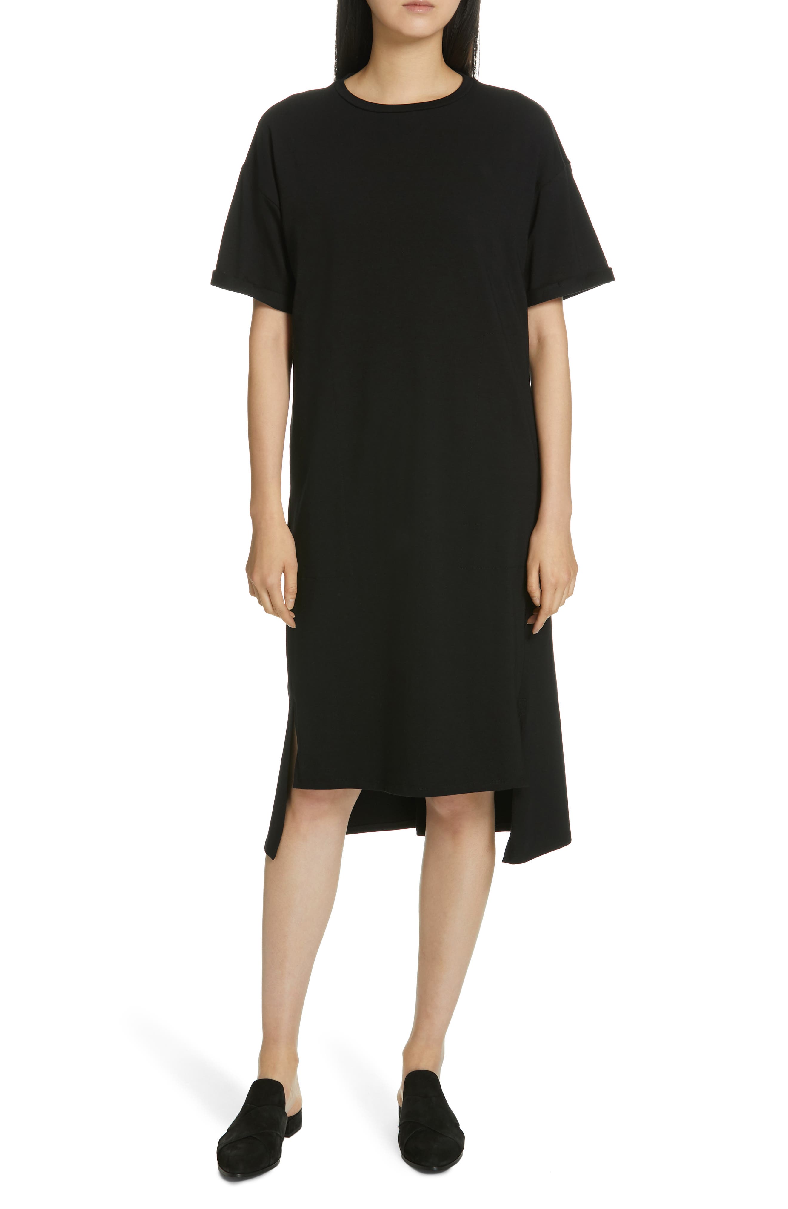Eileen Fisher High/low Midi Dress, Black