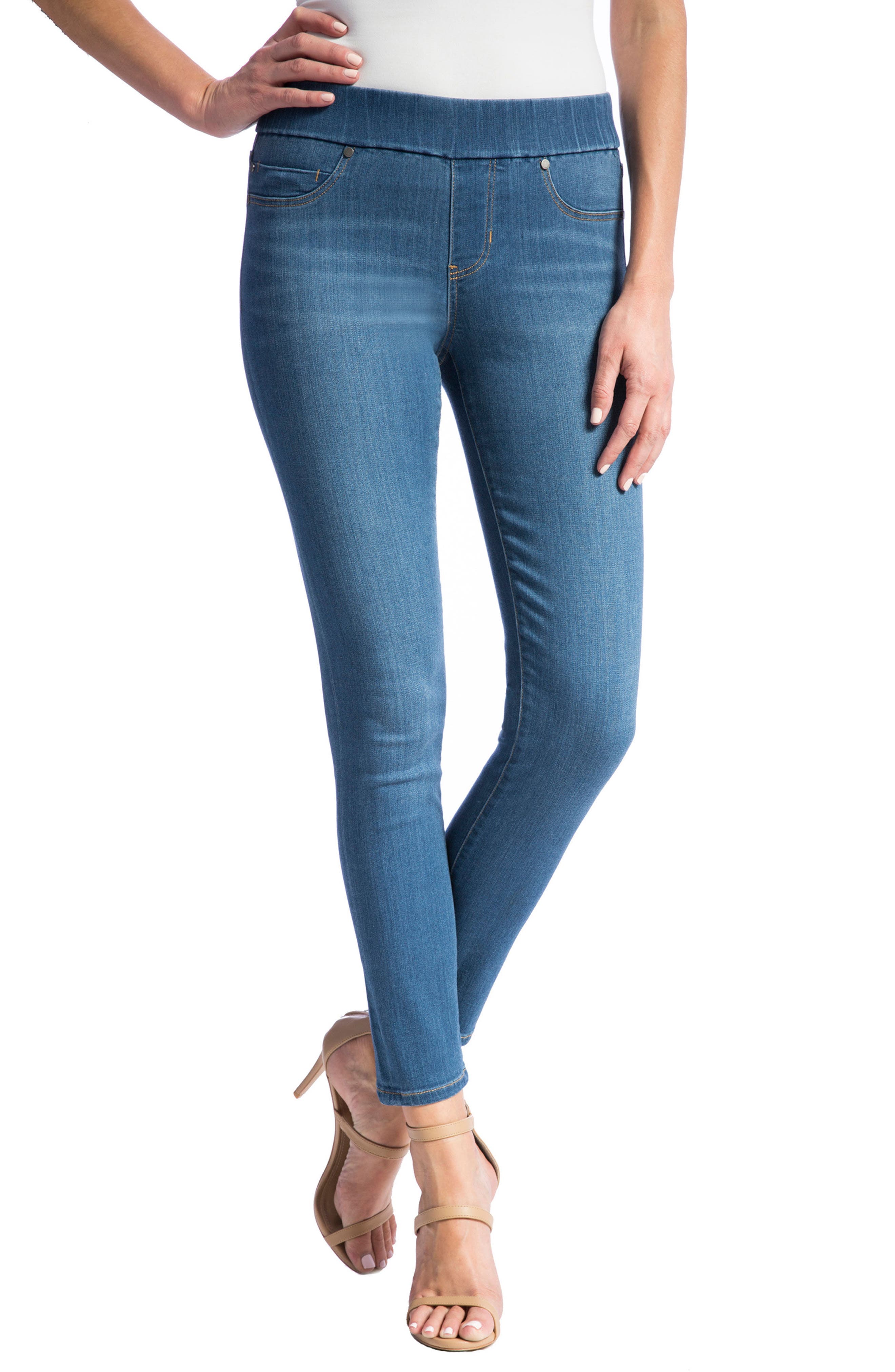 Petite Liverpool Jeans Company High Rise Stretch Denim Ankle Leggings, Blue
