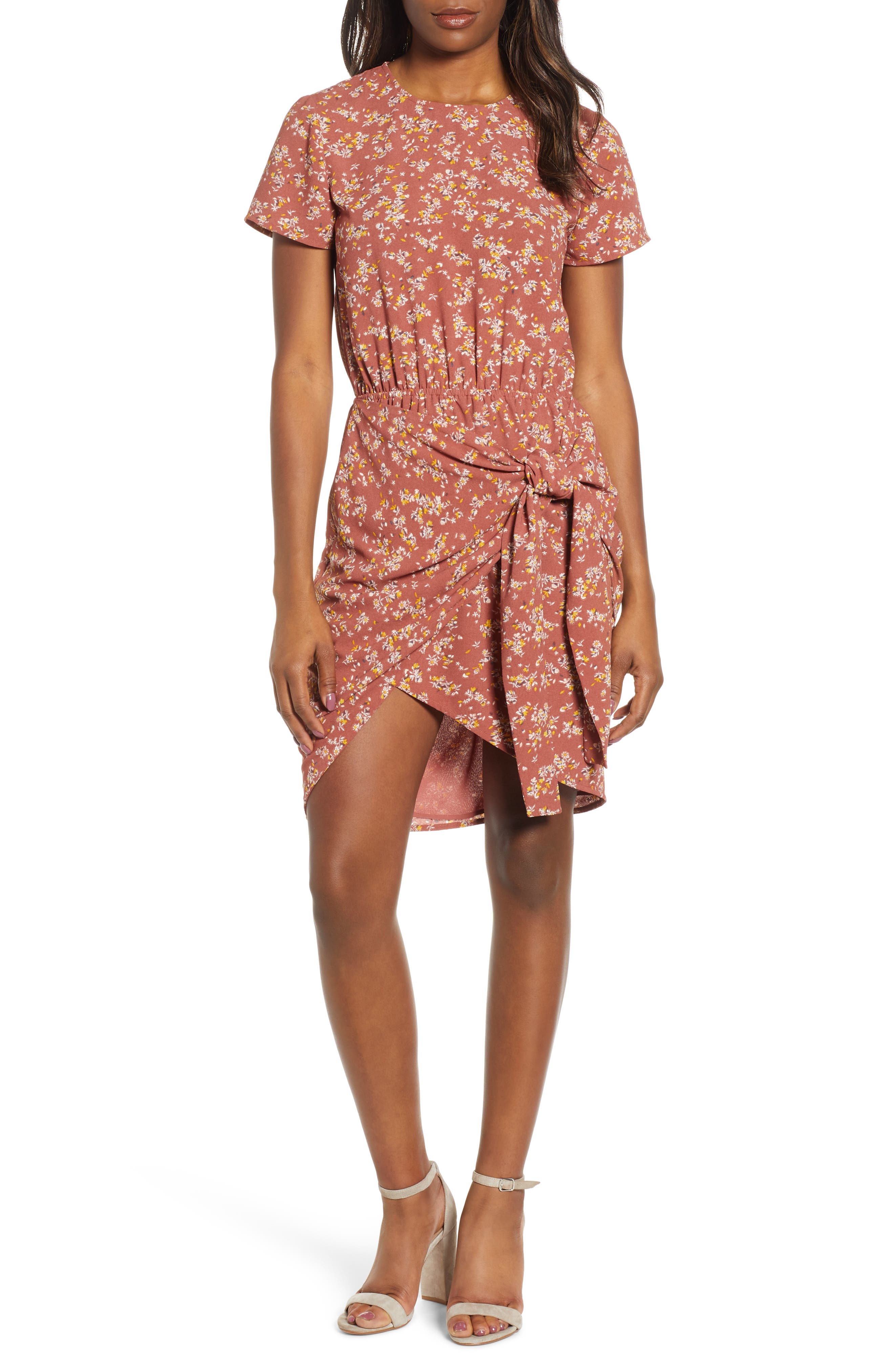 1.state Heritage Bouquet Tie Front Dress, Red