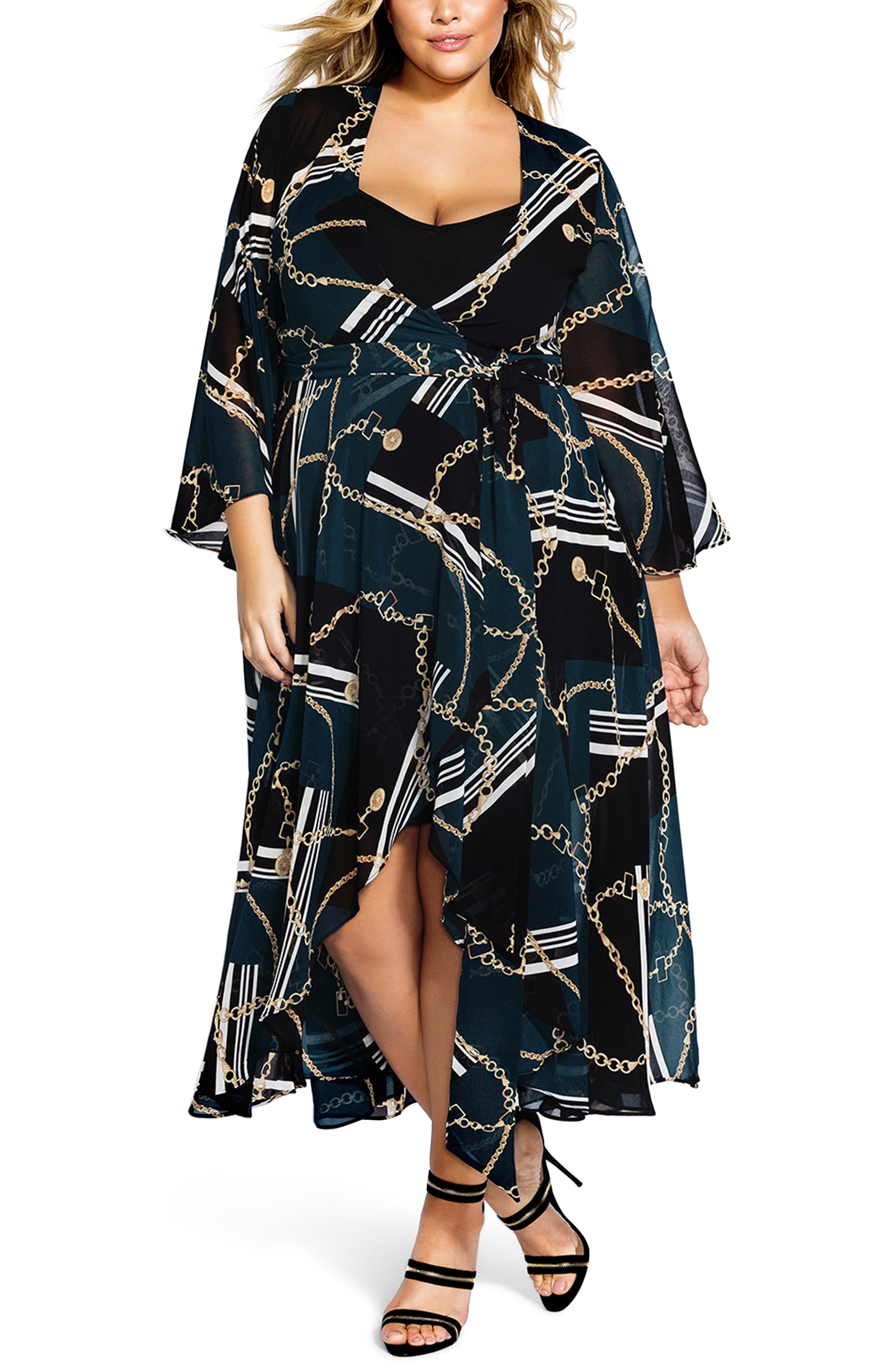 Plus Size City Chic Chained Up Maxi Dress, Black