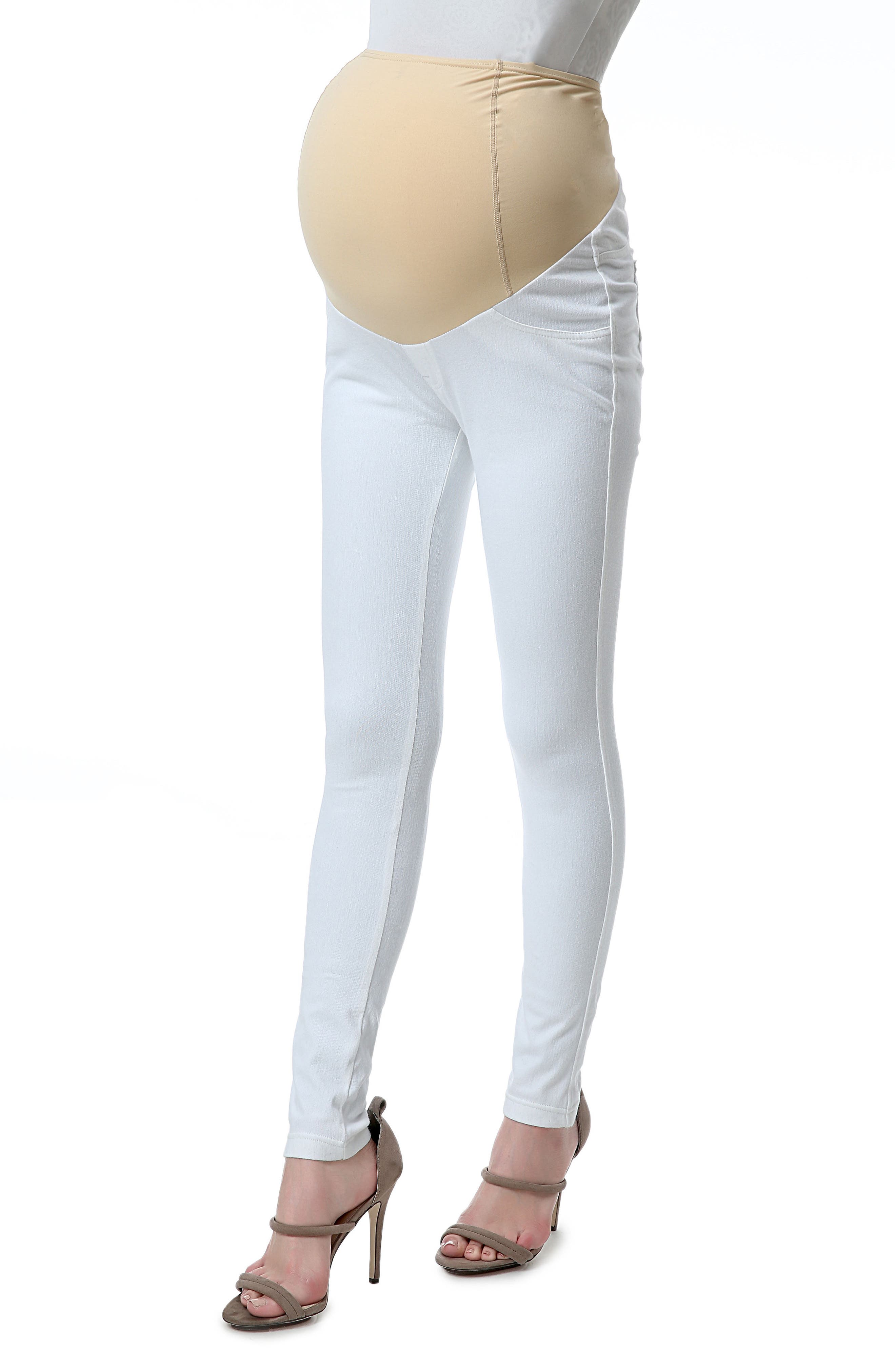Kimi And Kai Sadie Over The Belly Maternity Denim Leggings, White