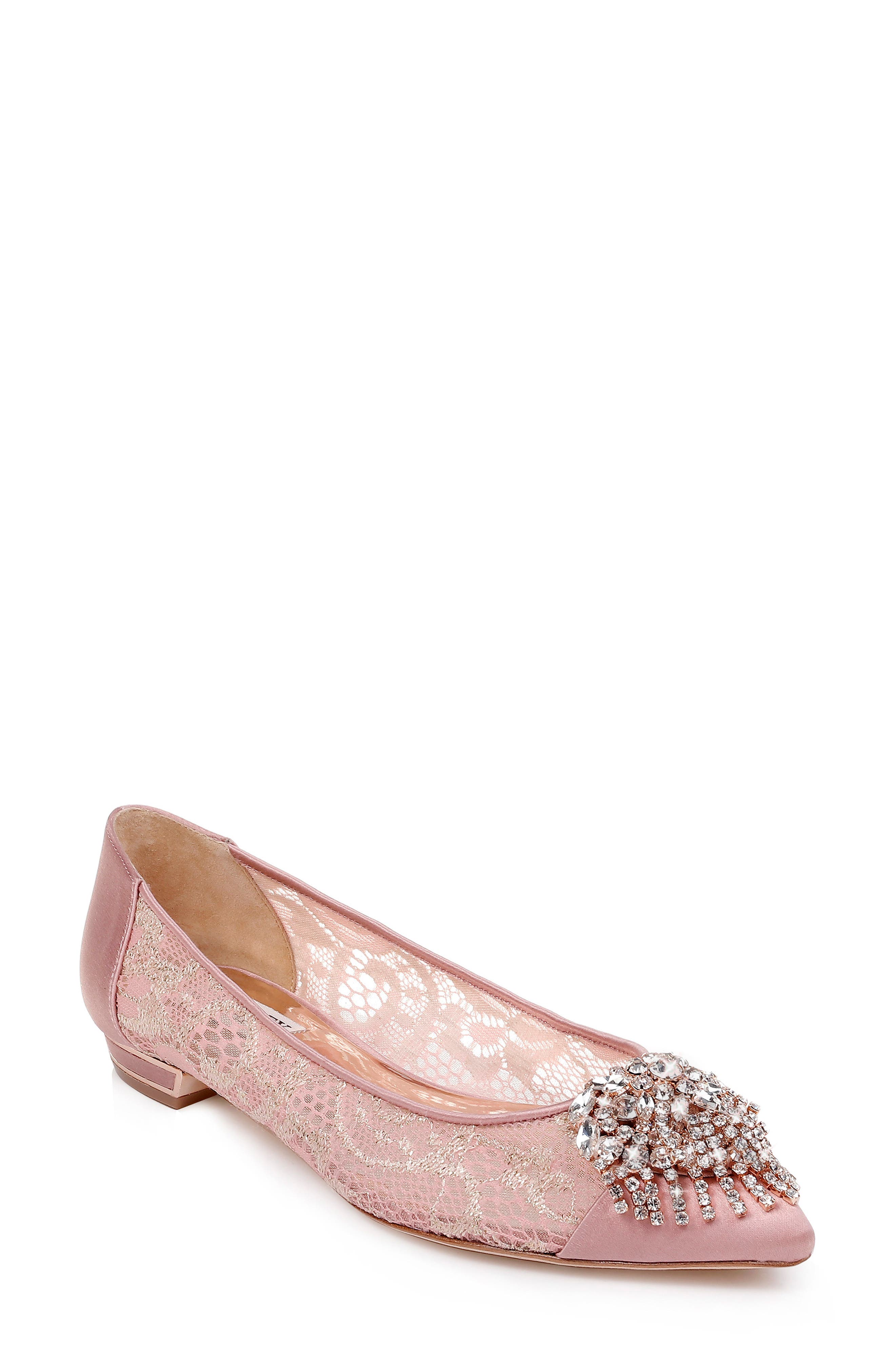Badgley Mischka Lailah Embellished Skimmer Flat- Pink