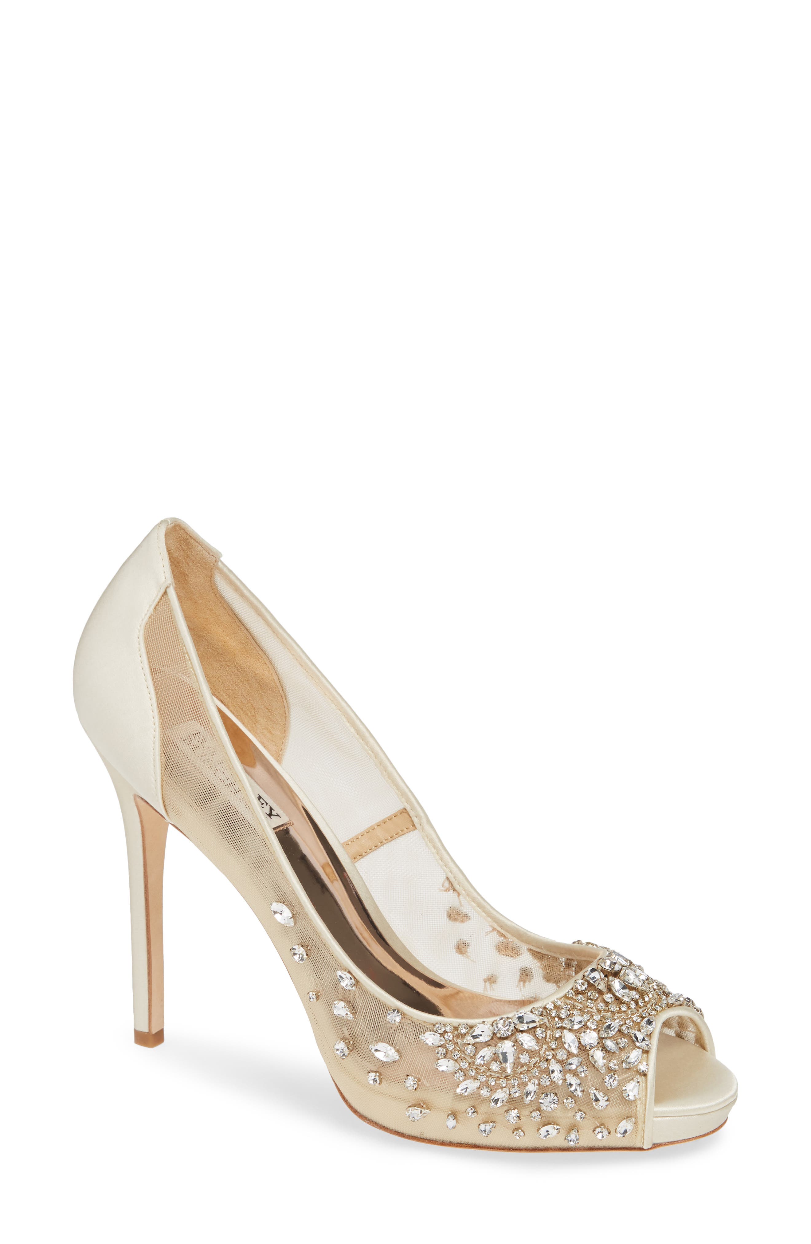 Badgley Mischka Pepper Peep Toe Pump, White