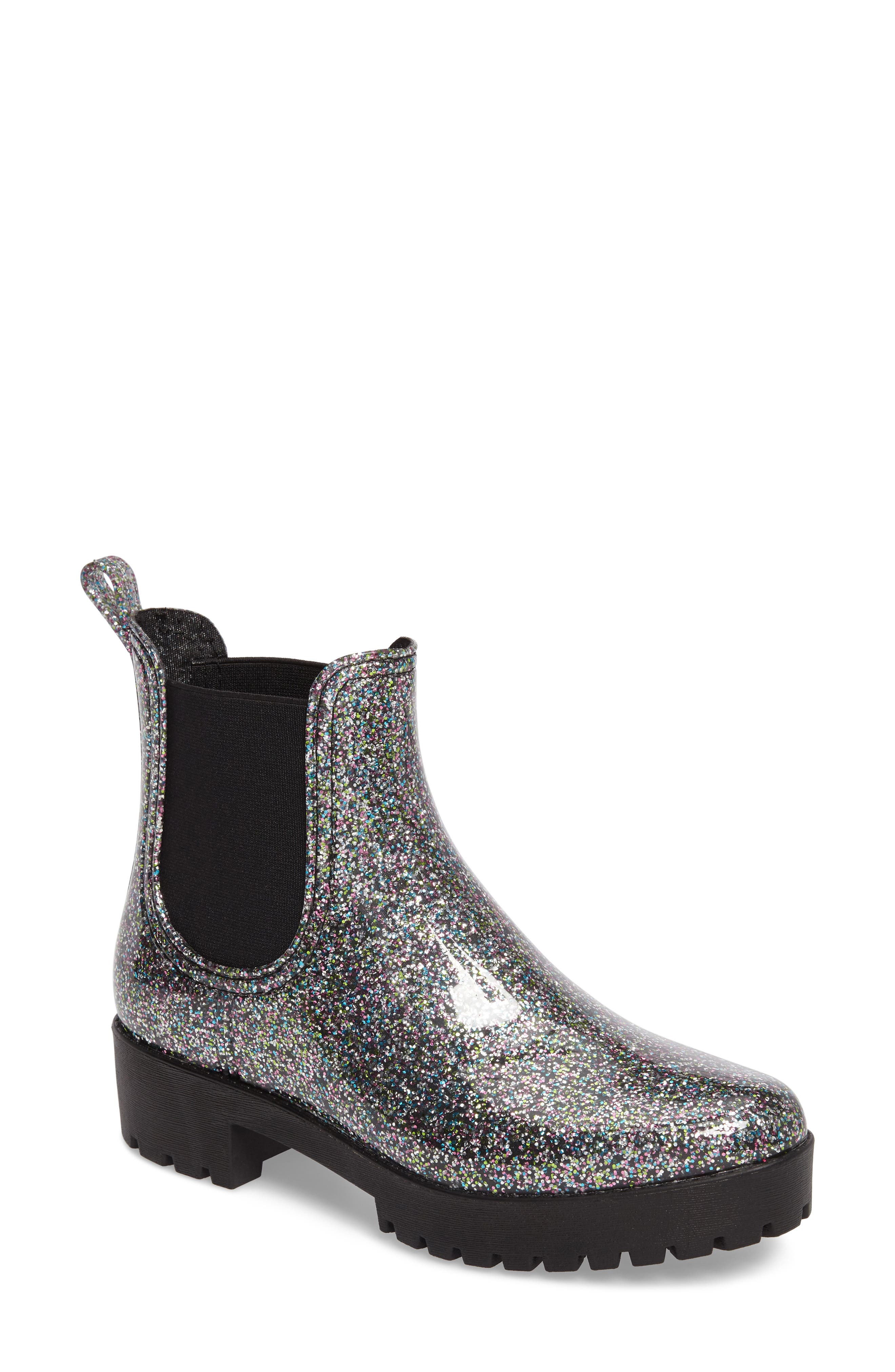 Jeffrey Campbell Cloudy Waterproof Chelsea Rain Boot, Metallic