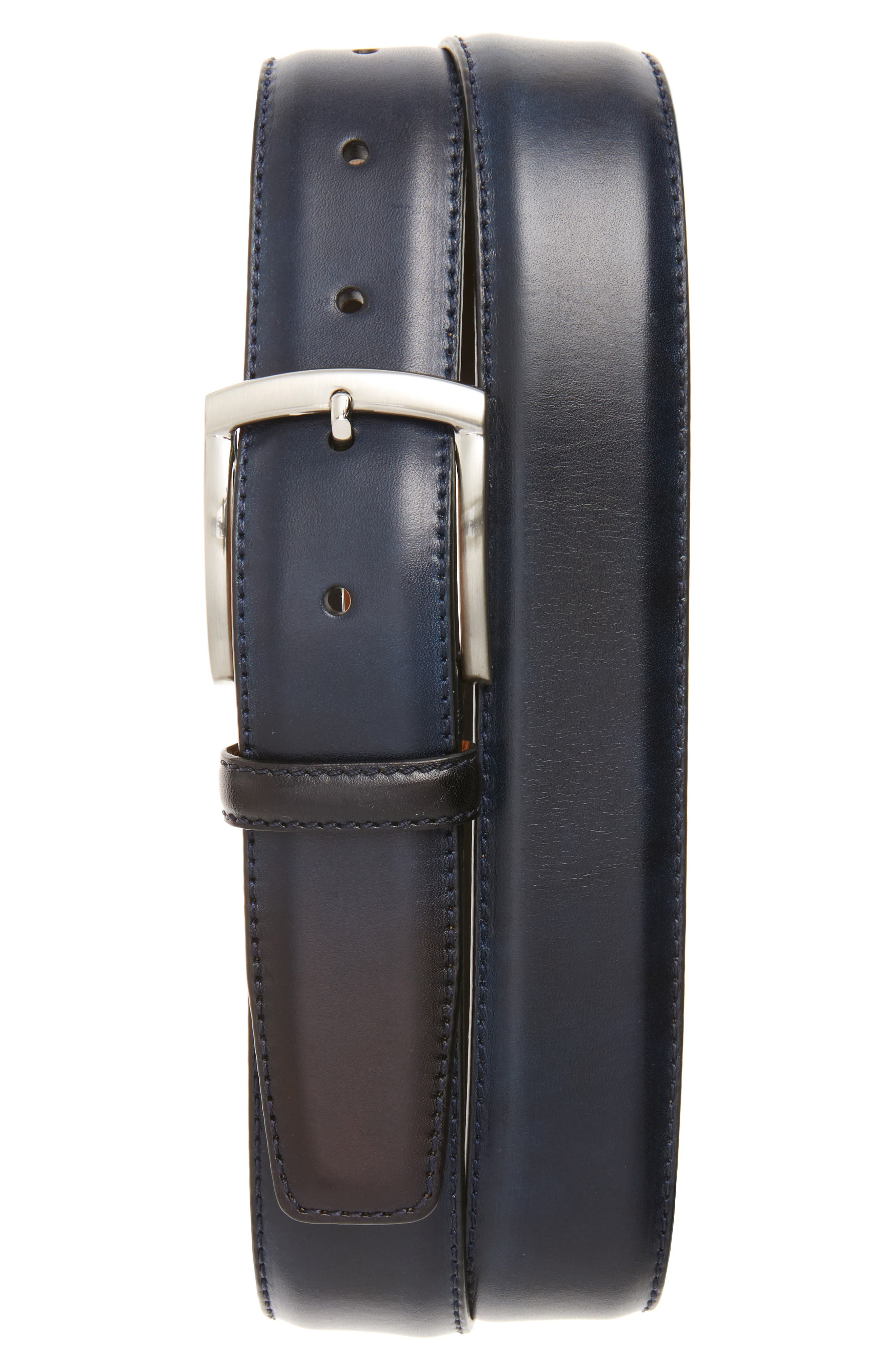 Magnanni Tanning Leather Belt, Navy