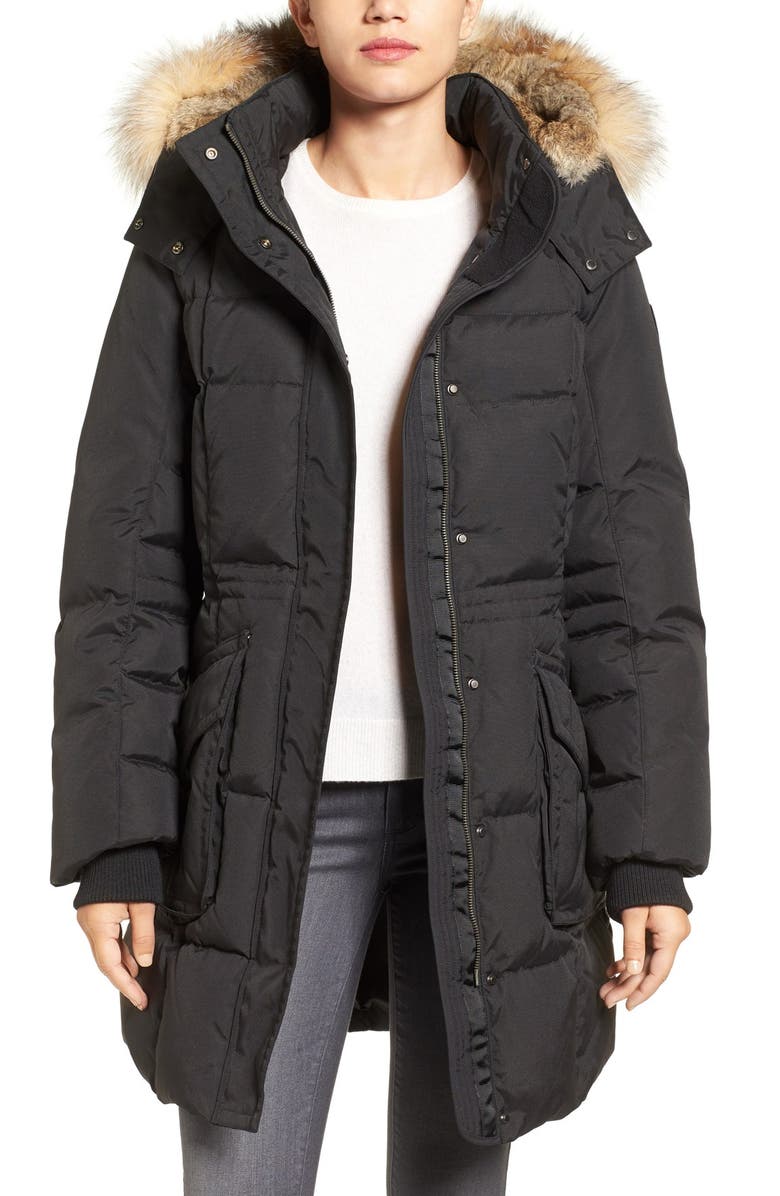 Pajar Bryce Three Quarter Quilted Down Coat with Detachable Genuine Fur ...