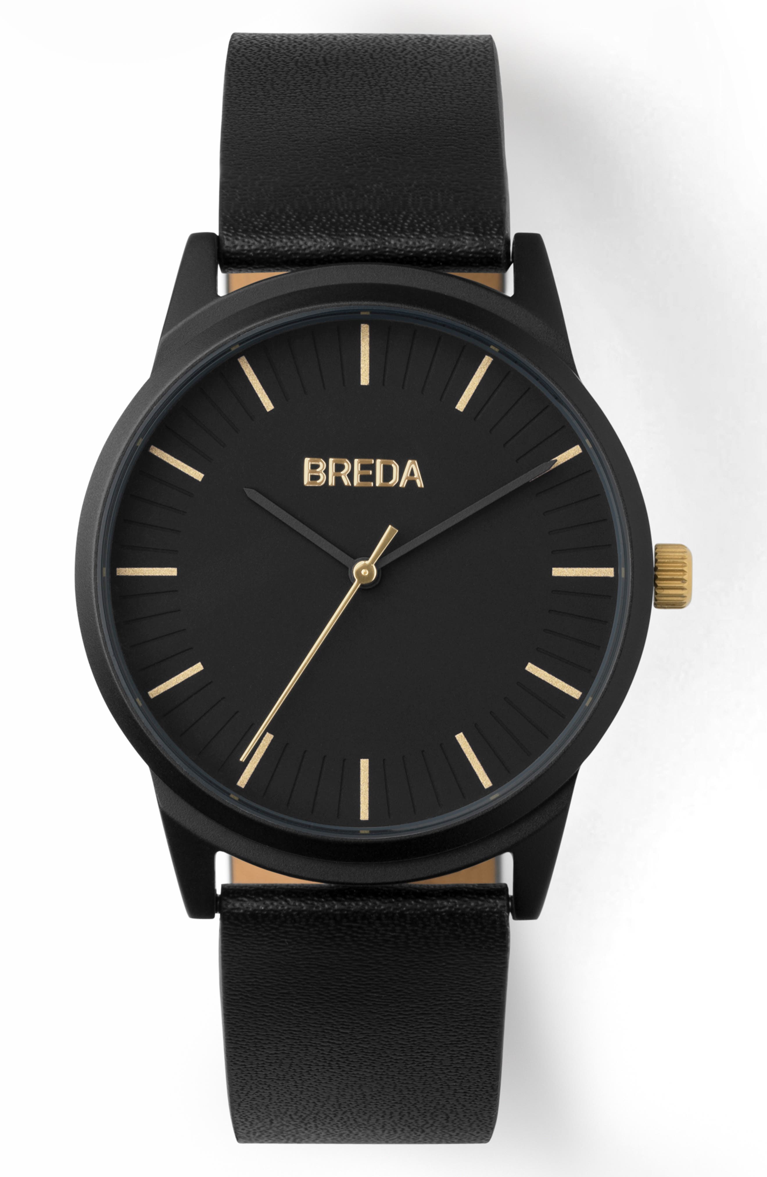 Breda Bresson Leather Strap Watch,