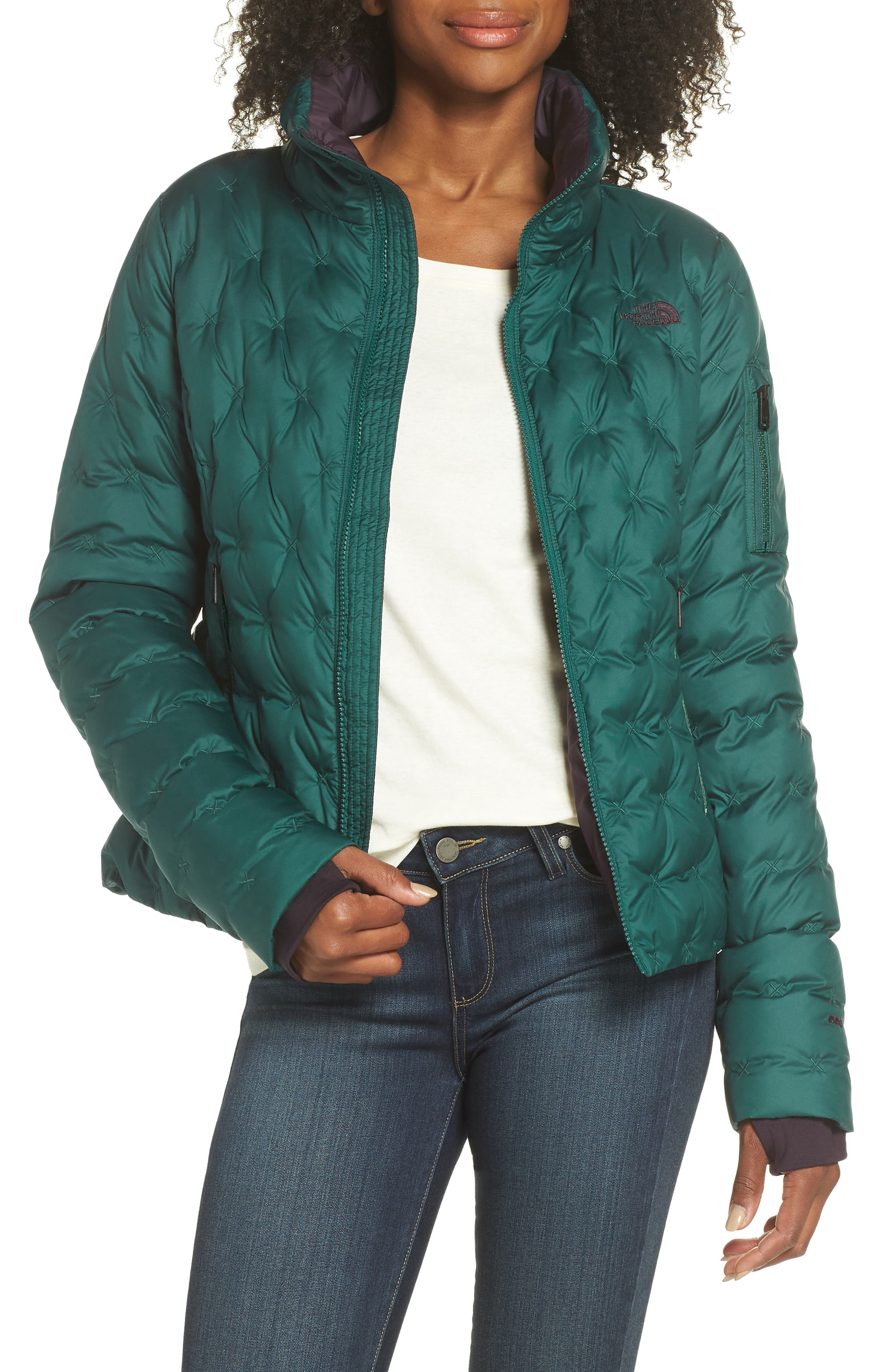 The North Face Holladown Water Repellent 550-Fill Power Down Crop Jacket, Green