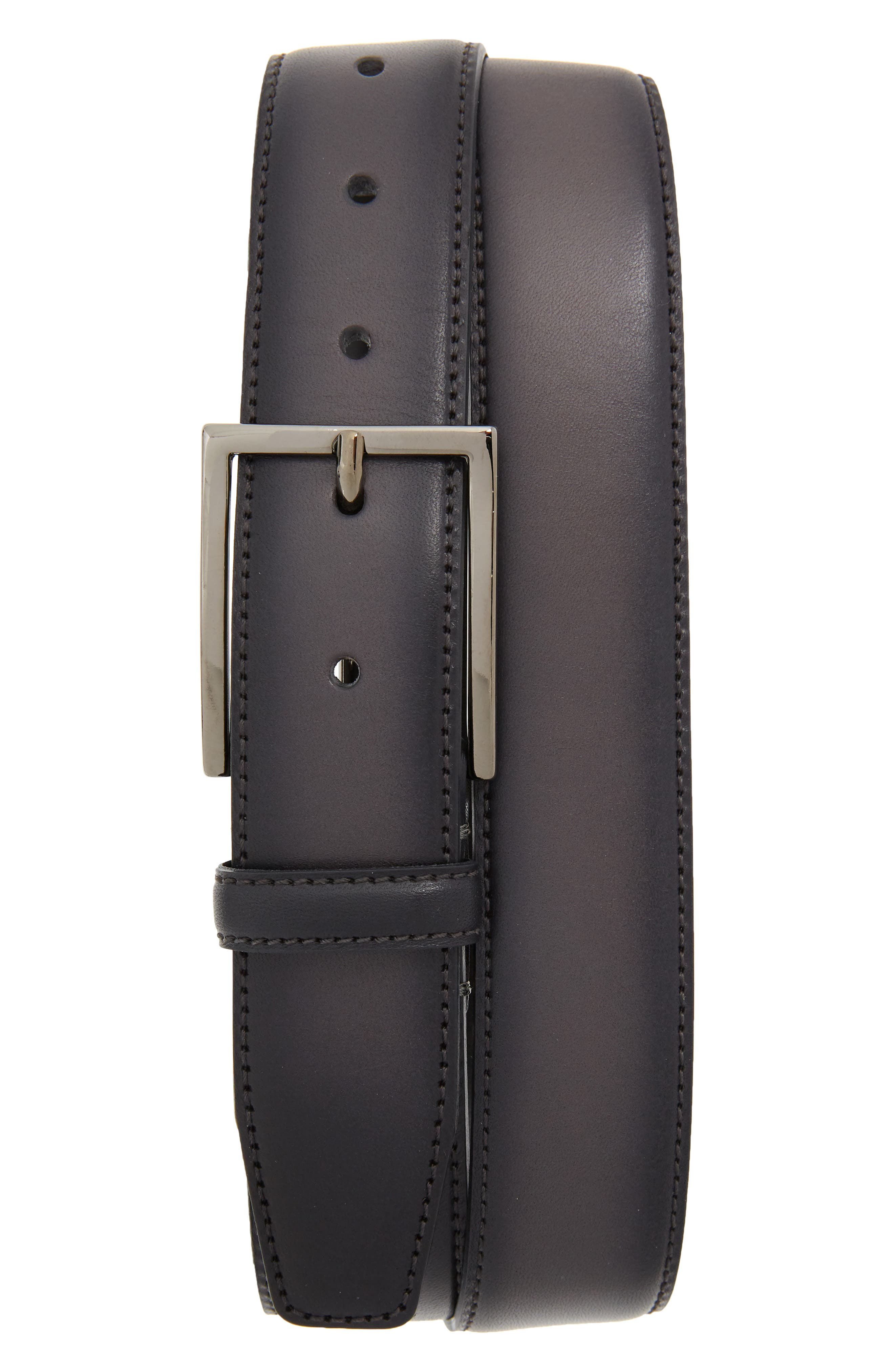 Nordstrom Shop Marco Burnished Leather Belt, Grey Excalibur