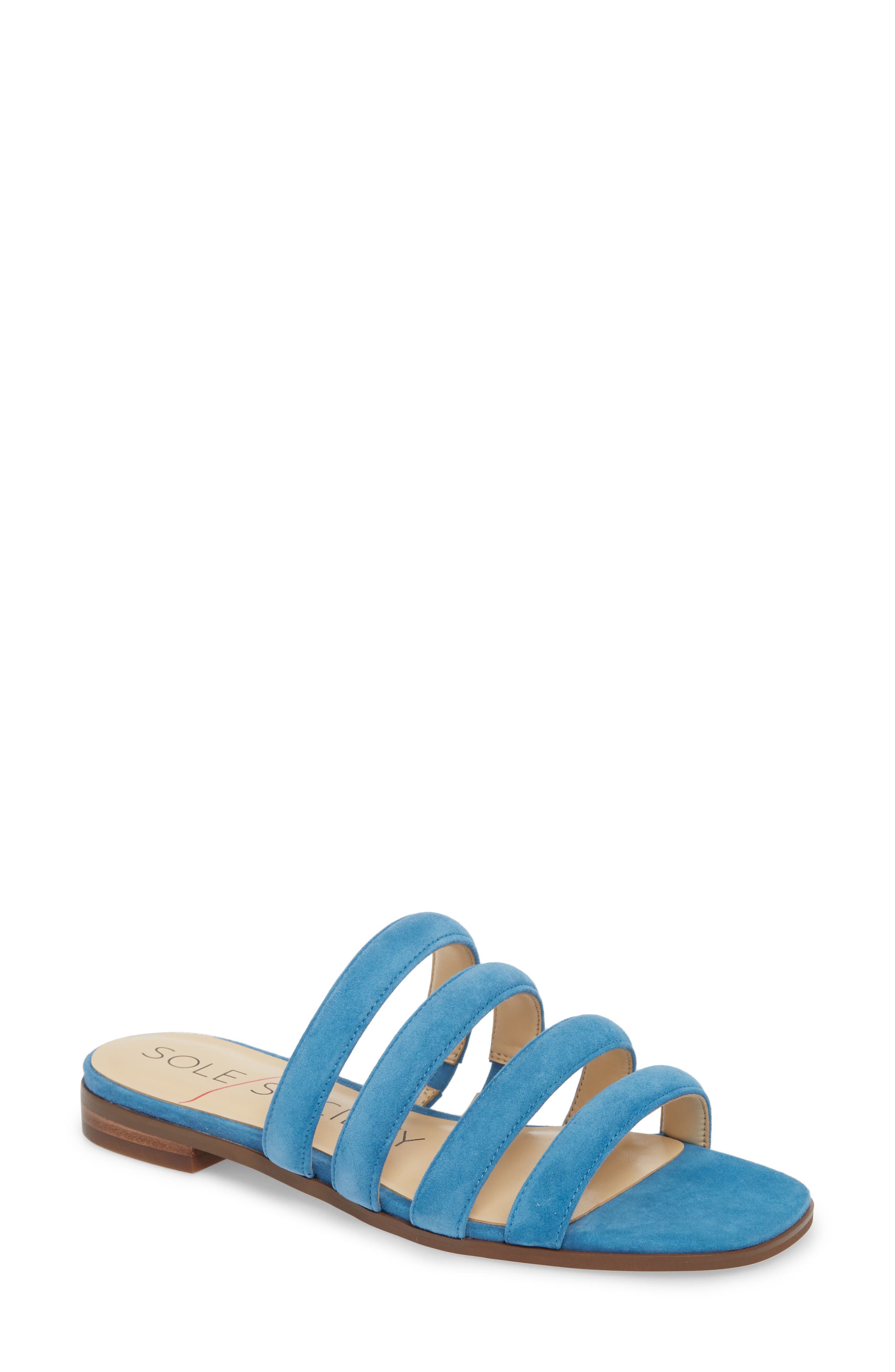 Sole Society Saxten Strappy Slide Sandal- Blue