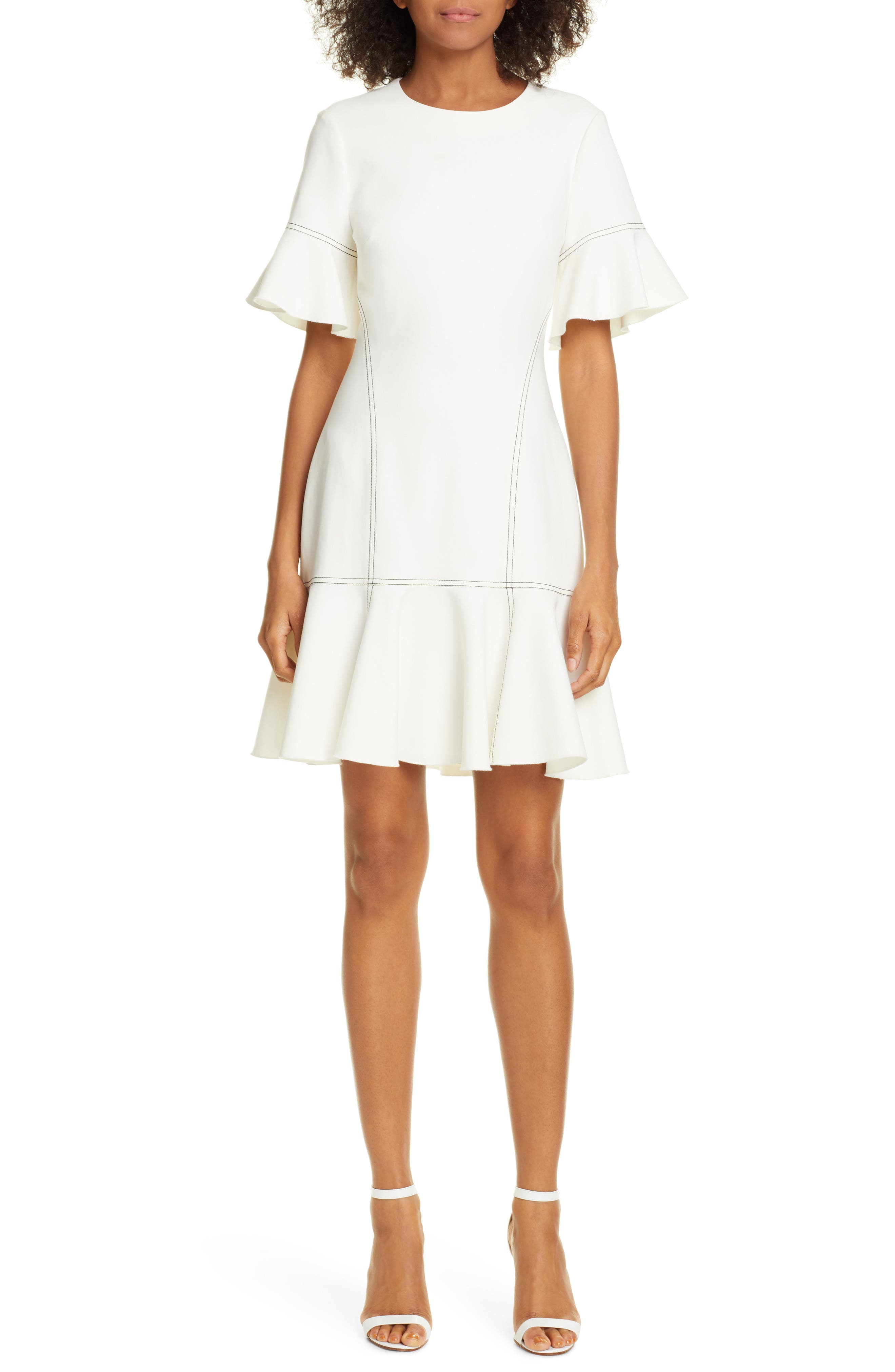 Cinq A Sept Heather Flounce Hem Dress, Ivory