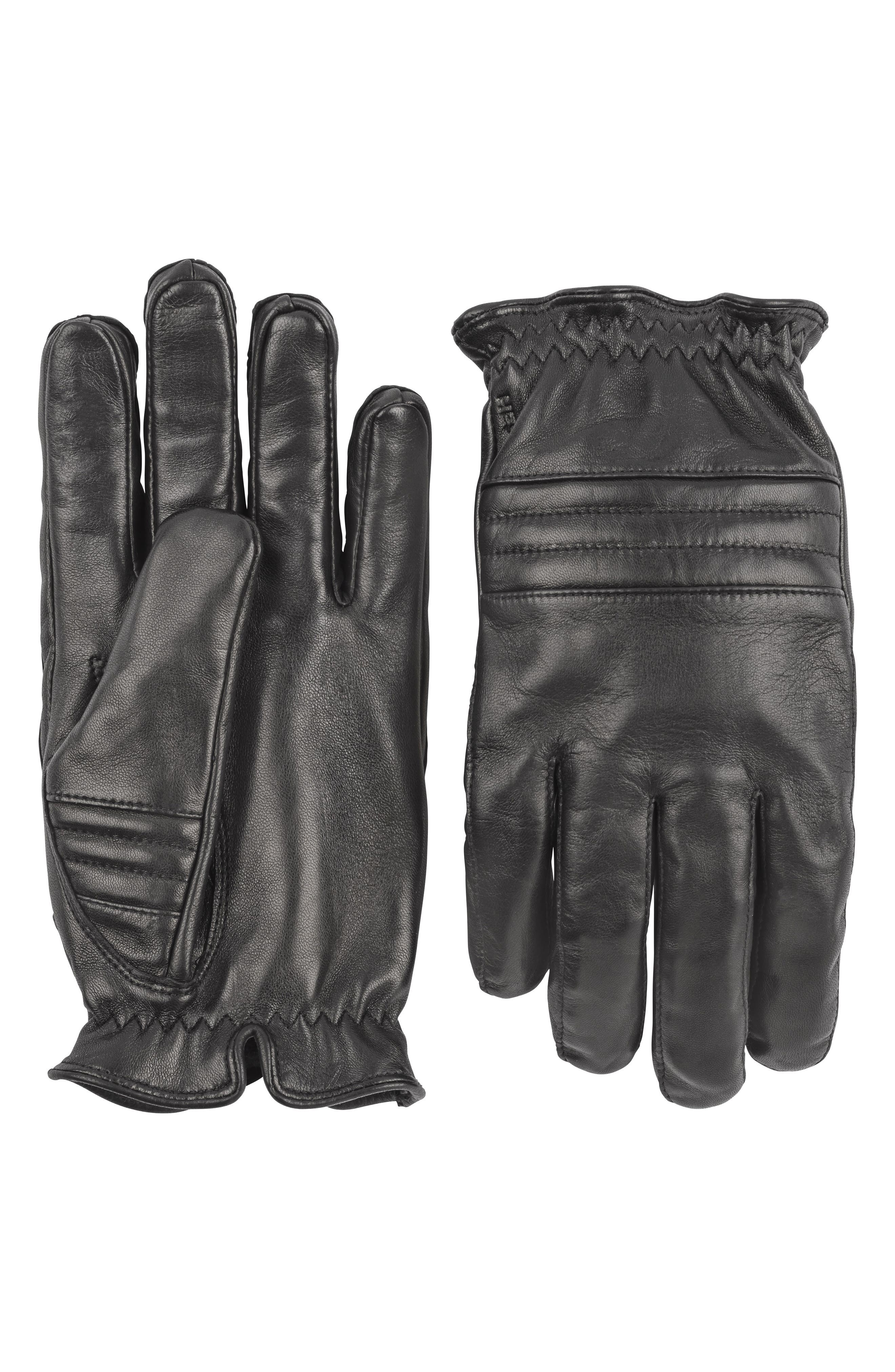 Hestra Oscar Leather Gloves, Black
