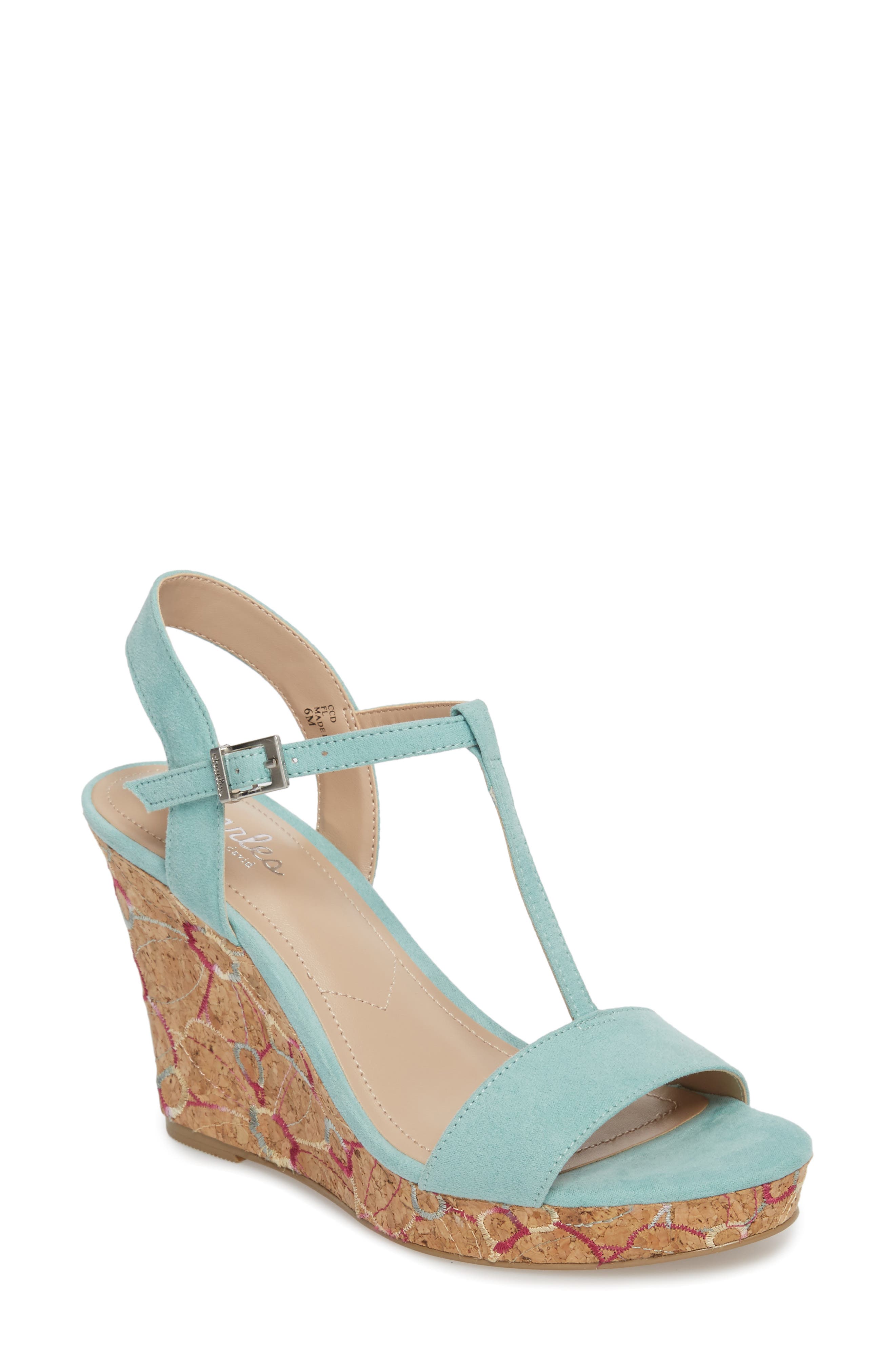 Charles By Charles David Laney Embroidered Wedge Sandal, Green