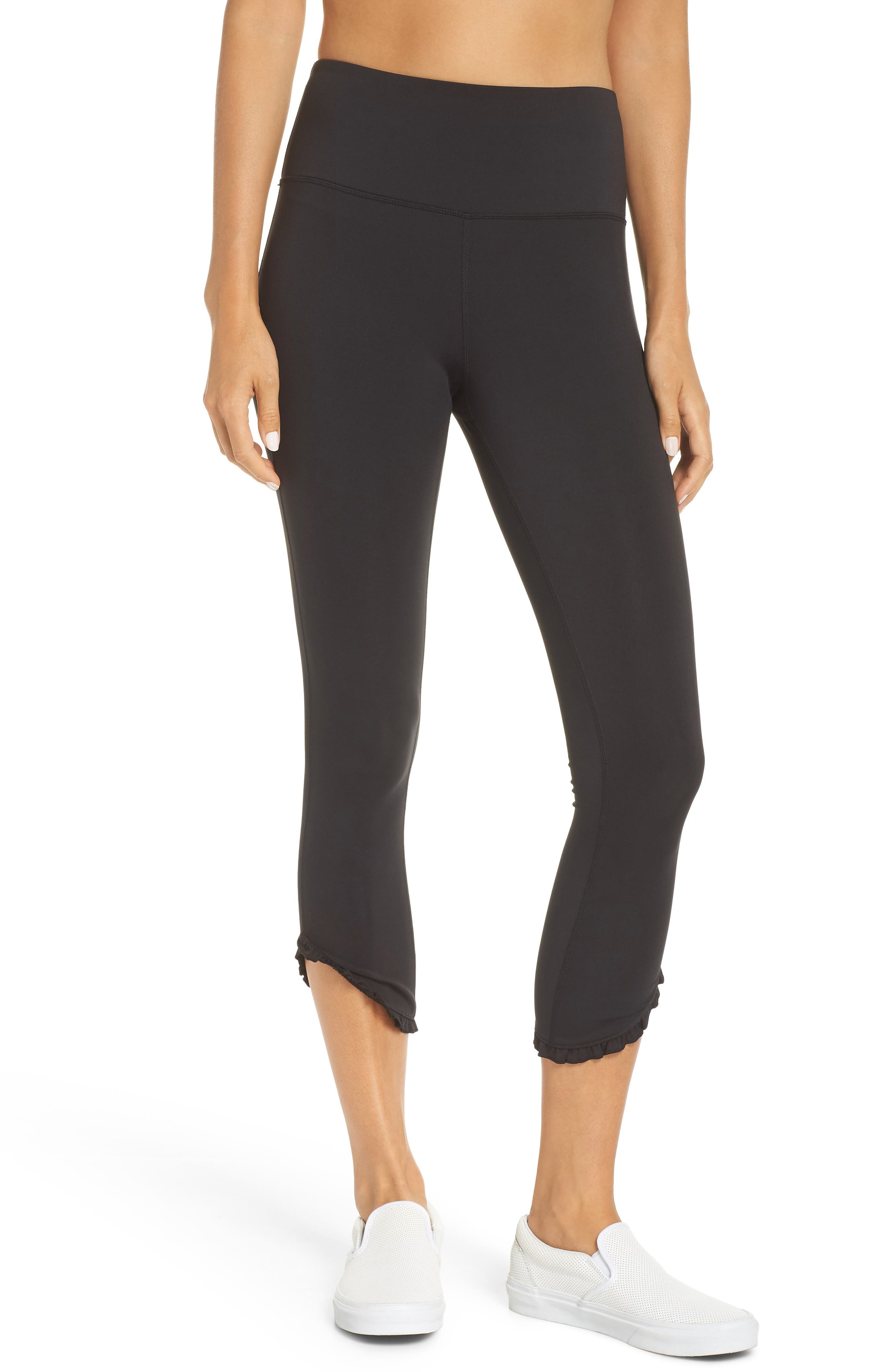 Kate Spade New York Dolphin Hem Ruffle Leggings, Black