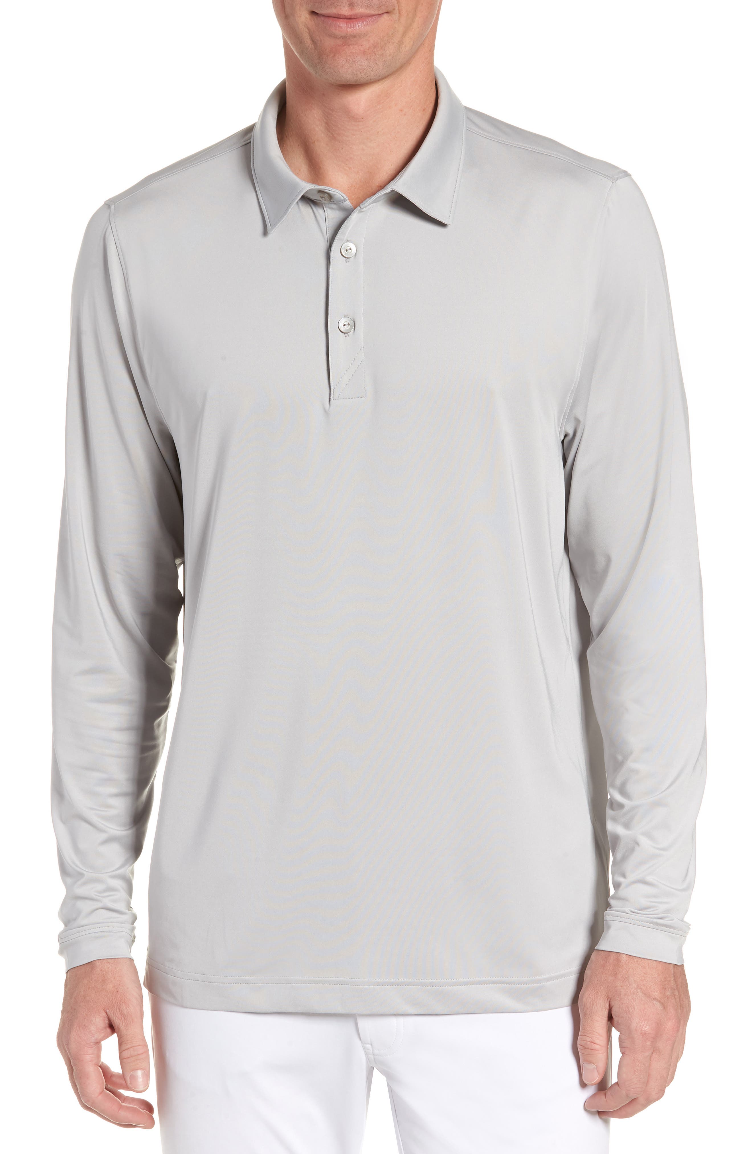 Cutter & Buck Belmont Long Sleeve Solid Polo, Grey
