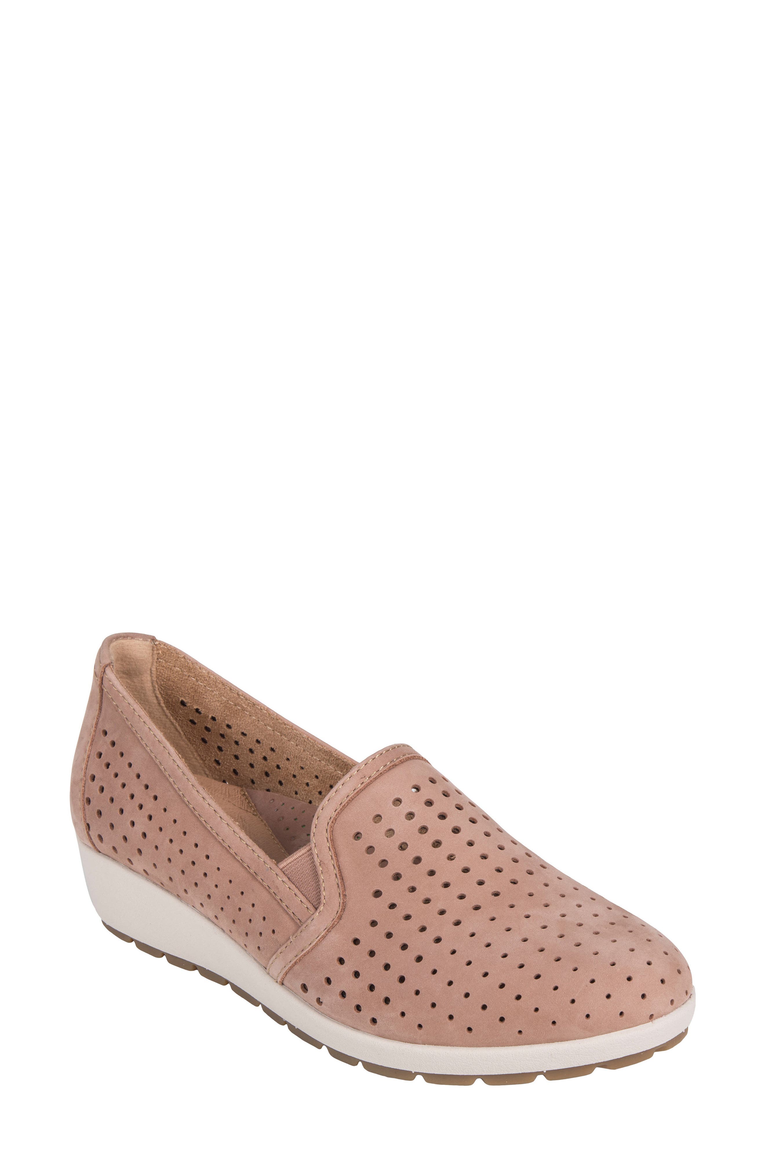 Earth Juniper Perforated Slip-On Wedge- Pink
