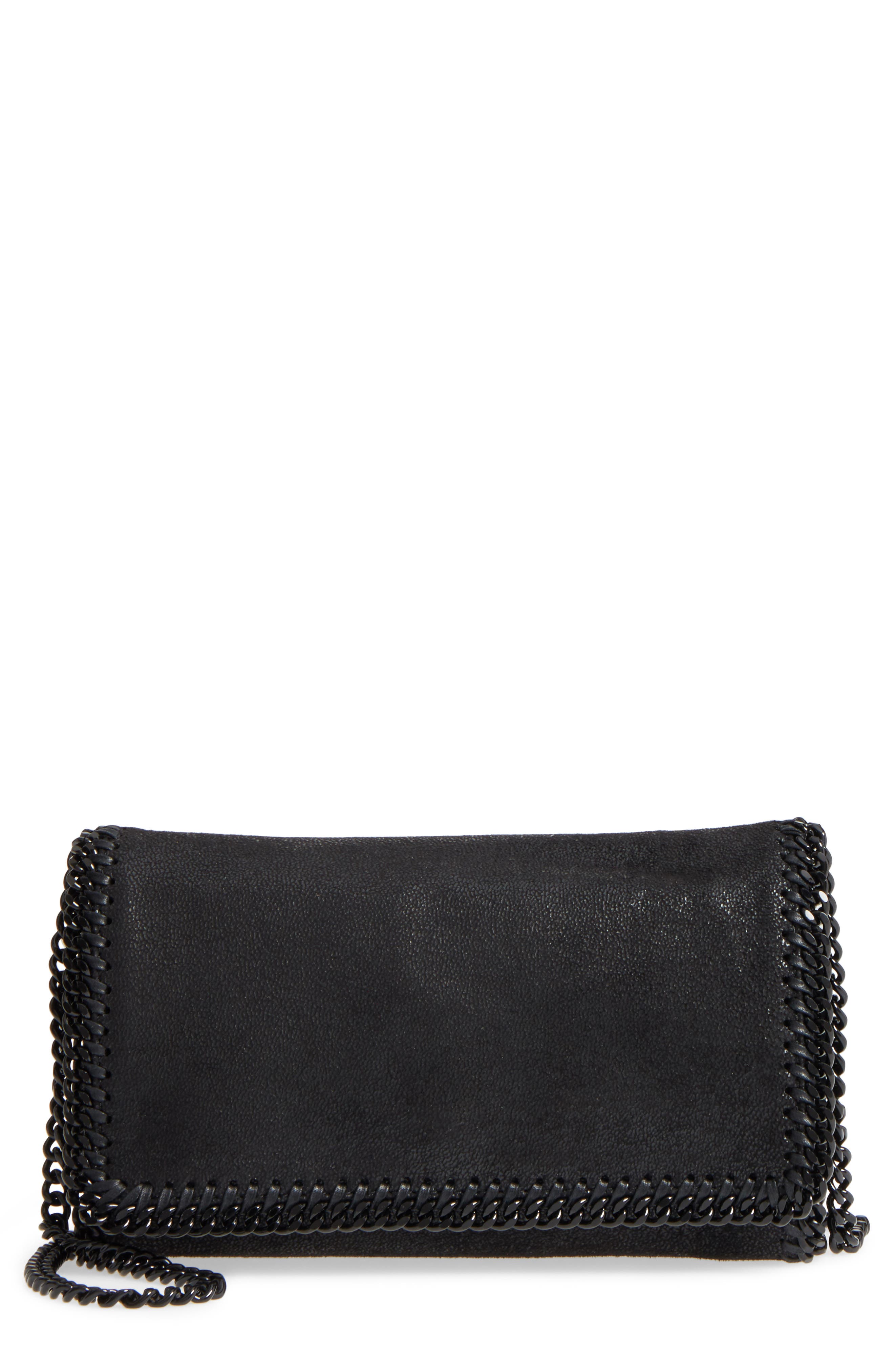 Stella Mccartney Falabella Shaggy Deer Faux Leather Clutch - Black